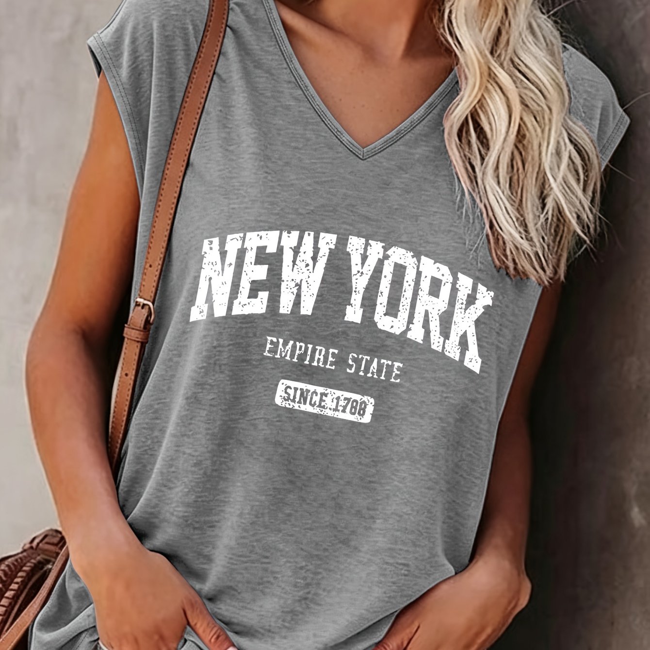 TEMU Plus Size - Summer New Plus Size Women's Fashion Letter -neck Sleeveless T-shirt, Soft And Skin-friendly Fabric, Loose Comfortable Casual Tank