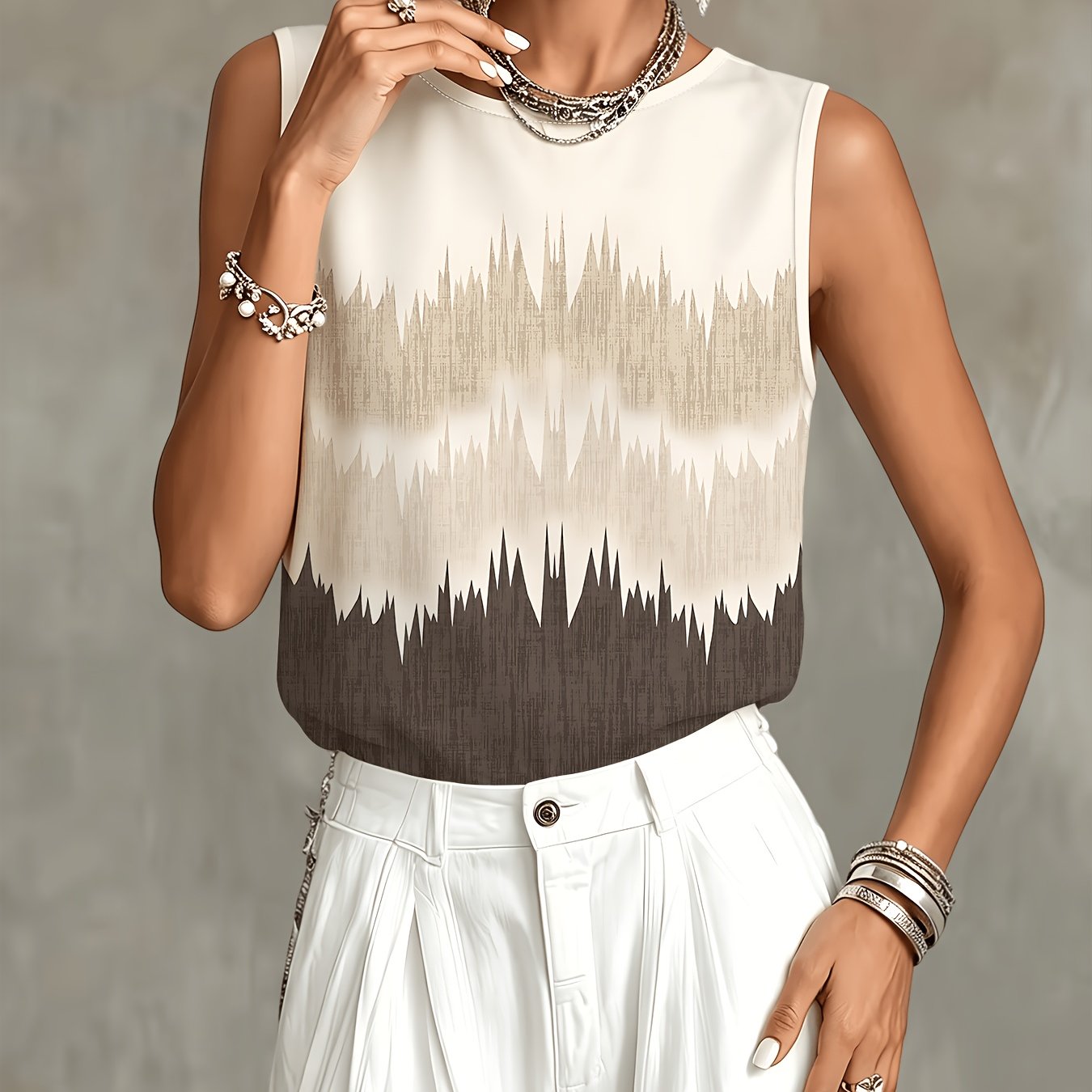TEMU Vintage Tie-dye Sleeveless Vest For Women, New Summer Loose Top, Trendy And Versatile Women's Top