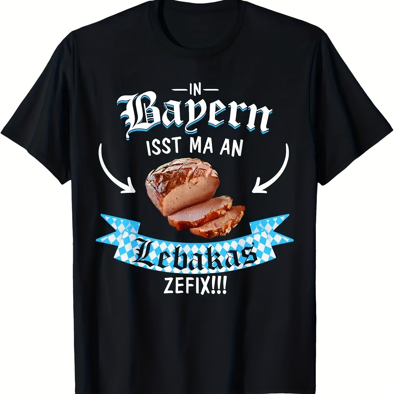 Image of Plus Size Men's Women's German T-shirt - Funny German Text Pretzel Design With Lebkuchen Print - Casual Round Neck Short Sleeve Tee For Oktoberfest