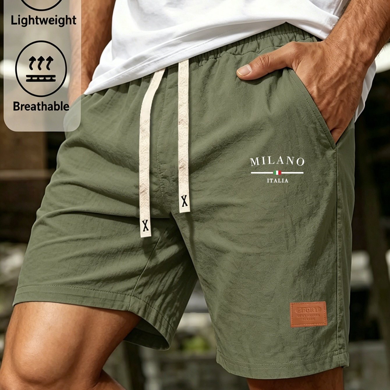 TEMU Men's Linen Shorts Summer Casual Drawstring Elastic Waist Pockets Solid Color Breathable Comfortable Beach Vacation Classic Fashion Short Pants