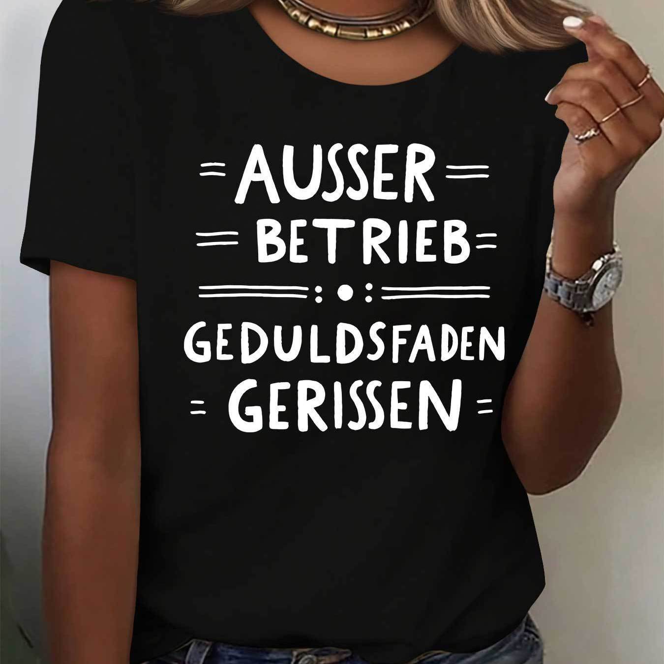 E-shop Gerissen 4-Reihe Buchstaben Kreis Linie Lockerer, lässiger, sportlicher Rundhals Kurzarm Top für Zuhause