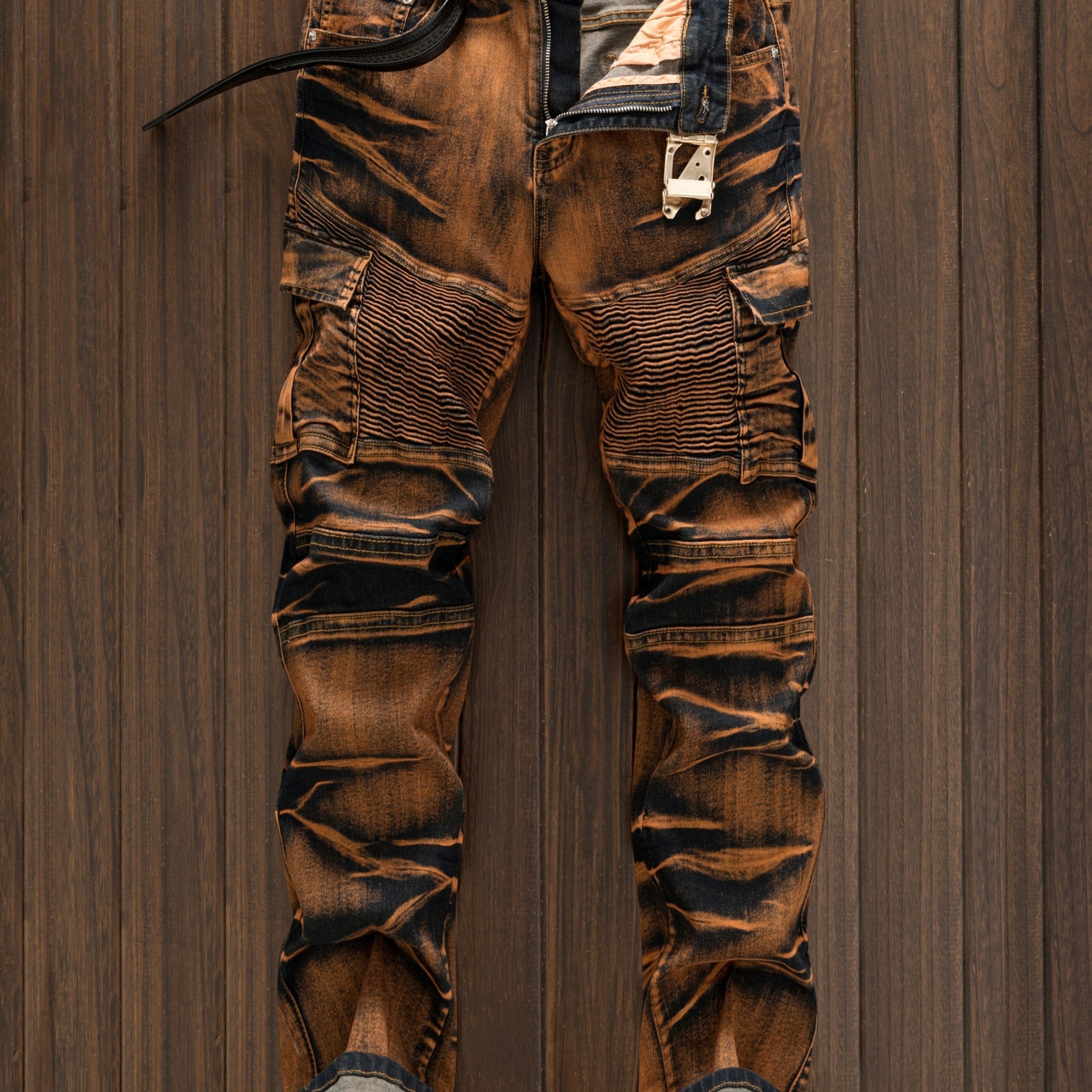 Men's Casual Versatile Street Workwear Motorcycle Slim Fit Tie-dye Jeans