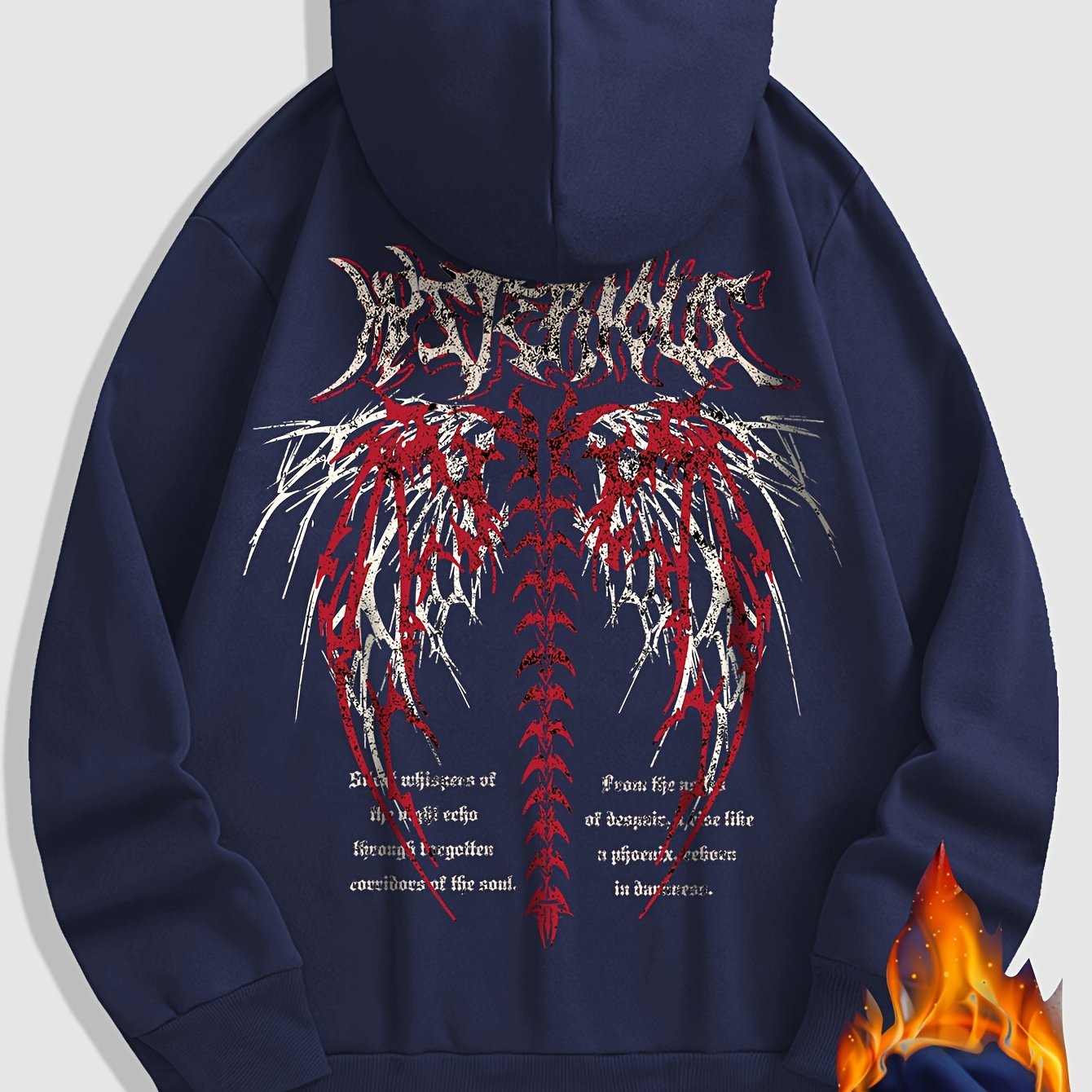 TEMU Fashion Pullover Fleece Hooded Sweatshirt Men' Letter Front Back Double-sided Print Unisex Couple Long Sleeve Jacket Thick Coat Casual Sports