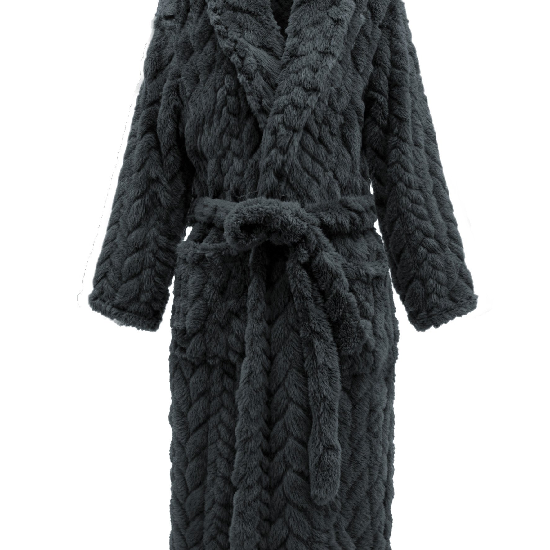 TEMU Men's Autumn And Winter Thick Warm Flannel Robe, Embroidered Bathrobe