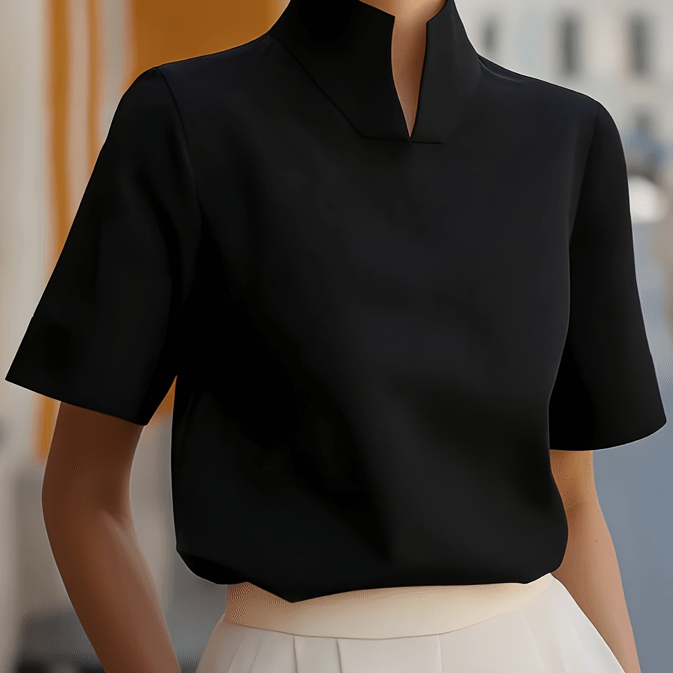 TEMU Elegant Women's High Neck Shirt