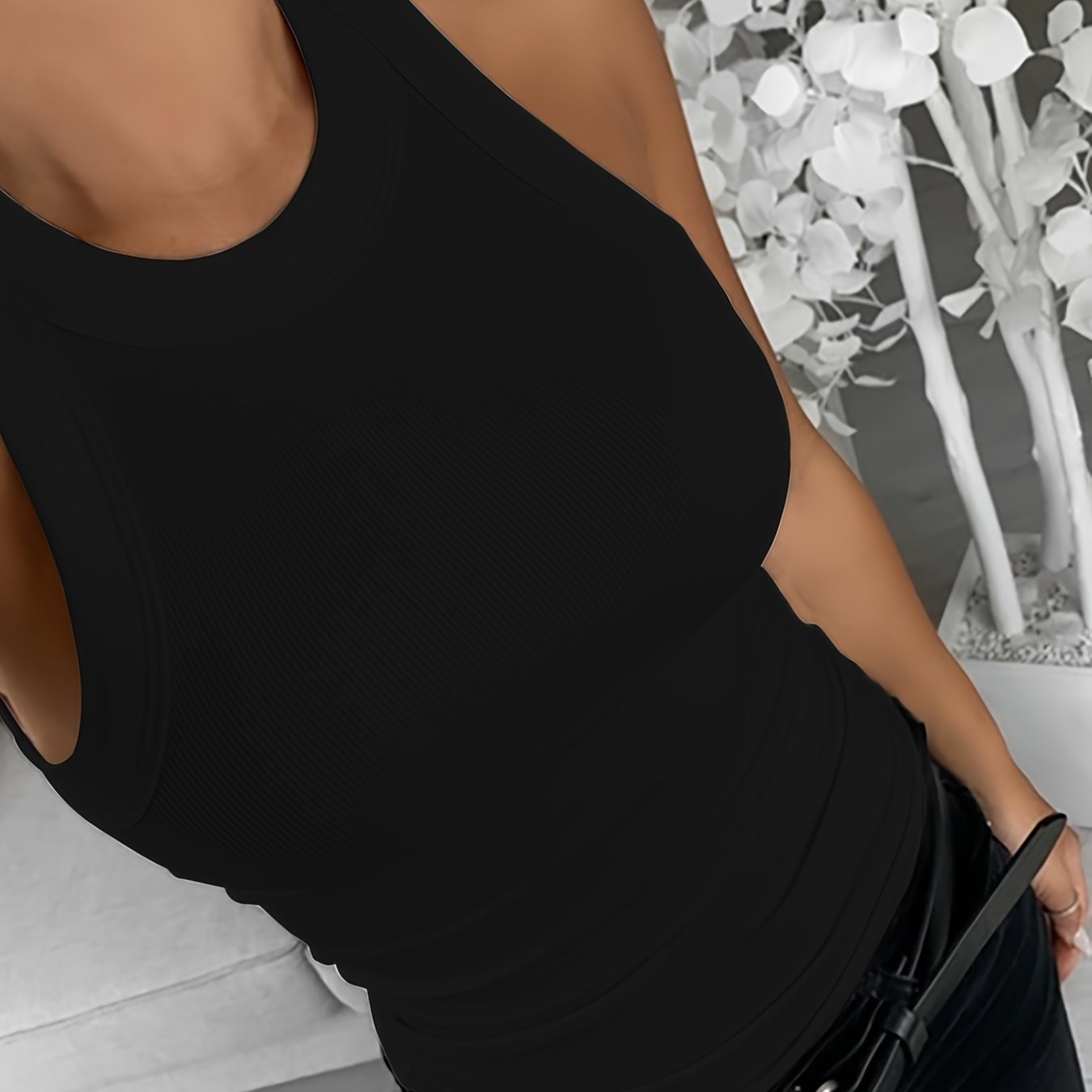 Women's Fashion Solid Color Round Neck Tank Top