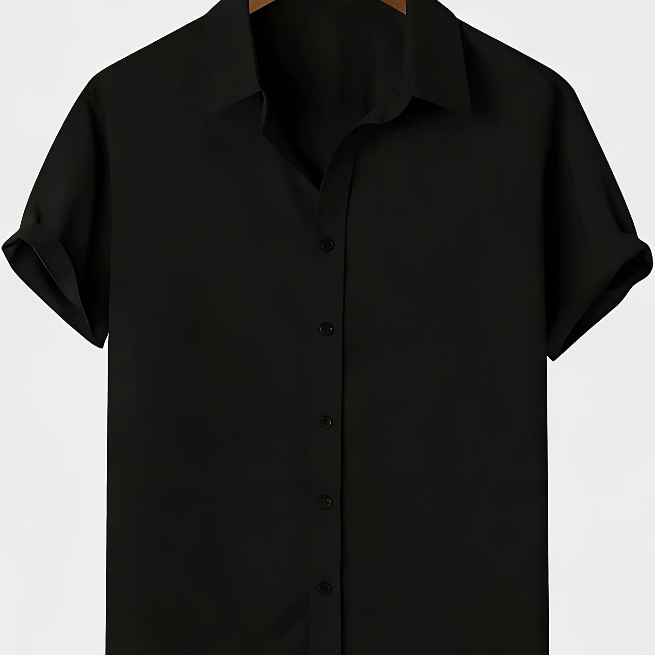 TEMU Men's Summer Short-sleeve Casual Shirt With Turn- Collar, Button-up Fashion, Suitable For Vacation And Commute