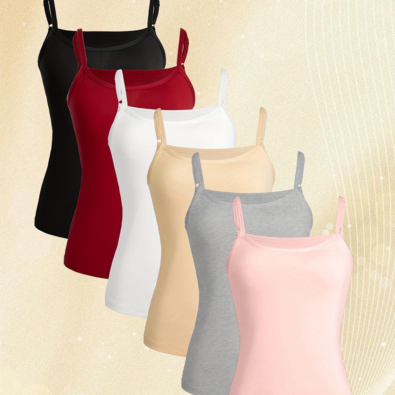 TEMU 6pcs Women's Summer With Bottom Lining And Beautiful Back
