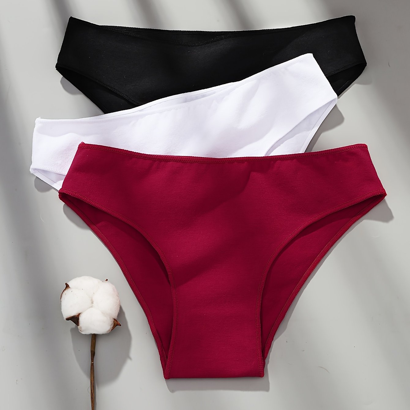 3pcs Women' Comfortable Breathable Underwear, Triangle Panties For Autumn And Winter