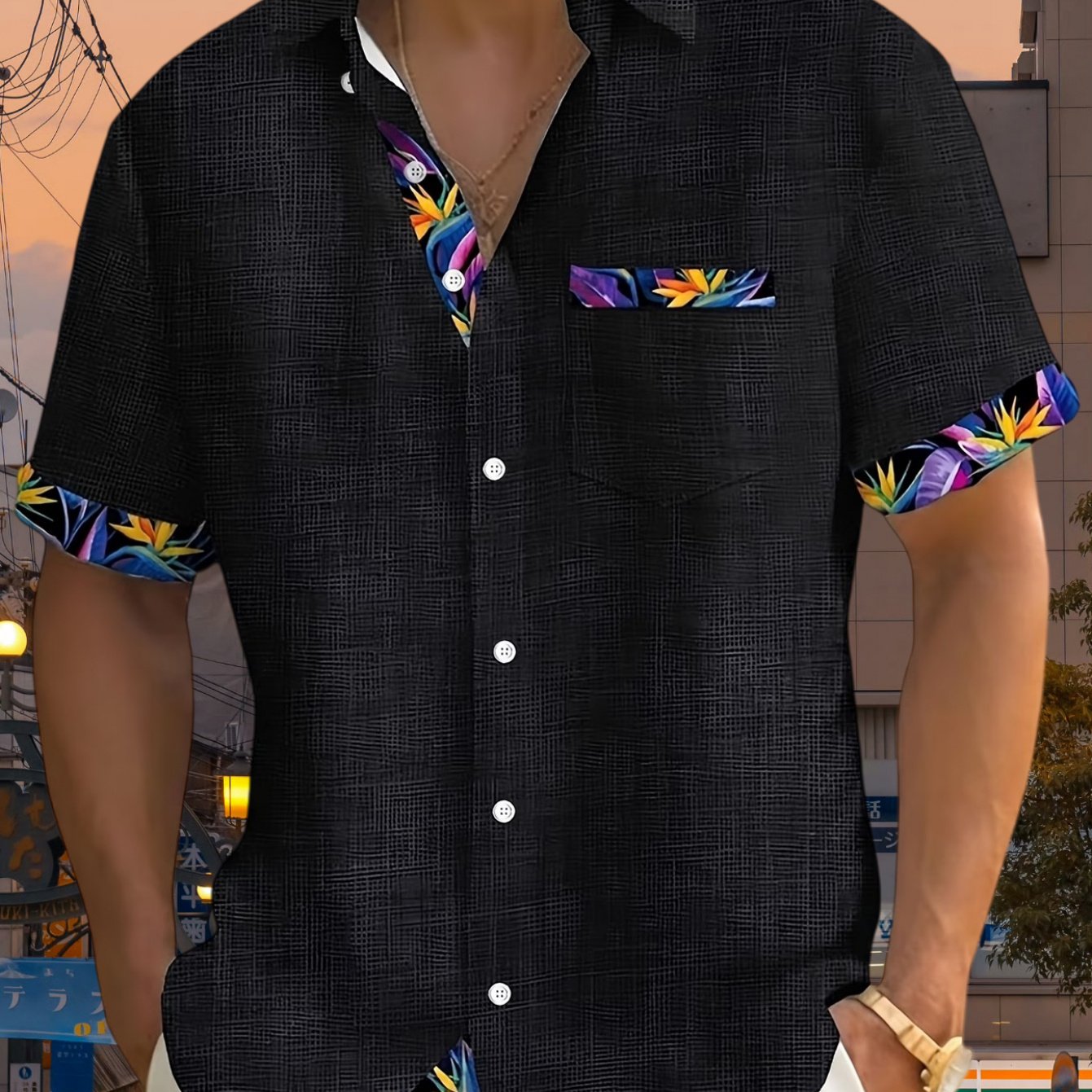 TEMU Chemise hawaïenne décontractée à manches courtes, à poche boutonnée et à imprimé floral pour homme 2026