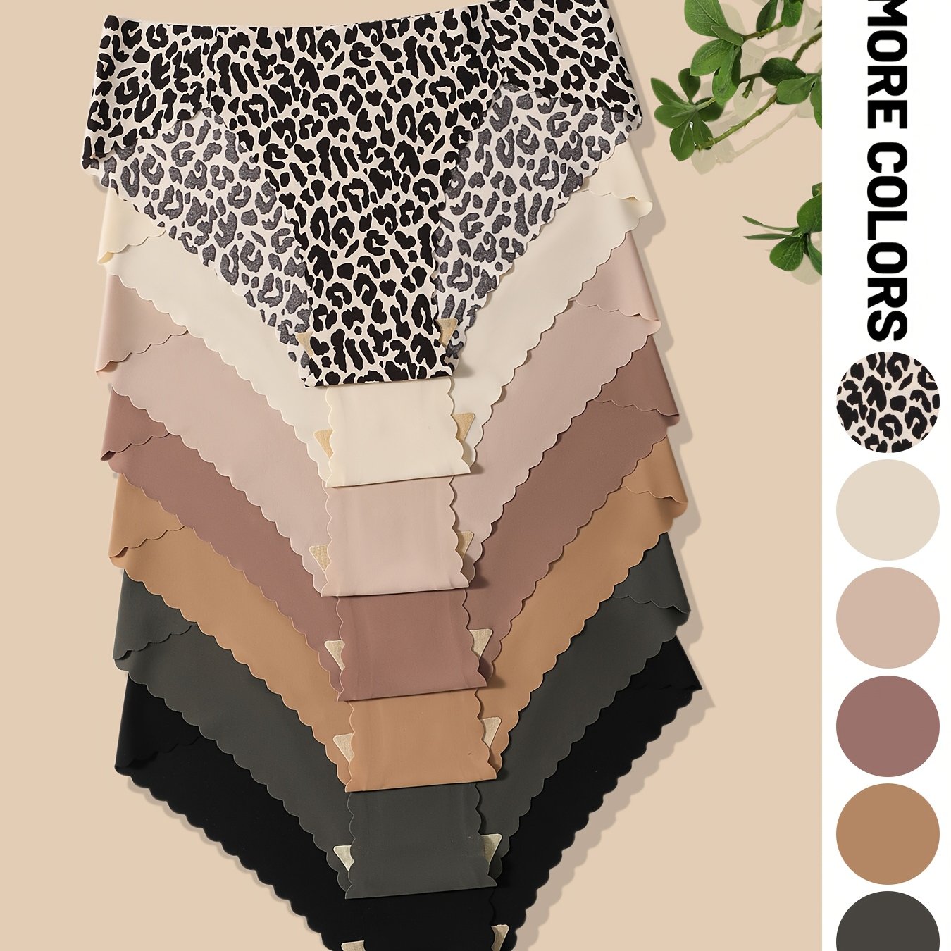 TEMU (7pcs Set) Women's Comfortable And Breathable Leopard Print Wave Panties, Seamless Women's Underwear, High-slit Briefs, Suitable For Daily Wear,