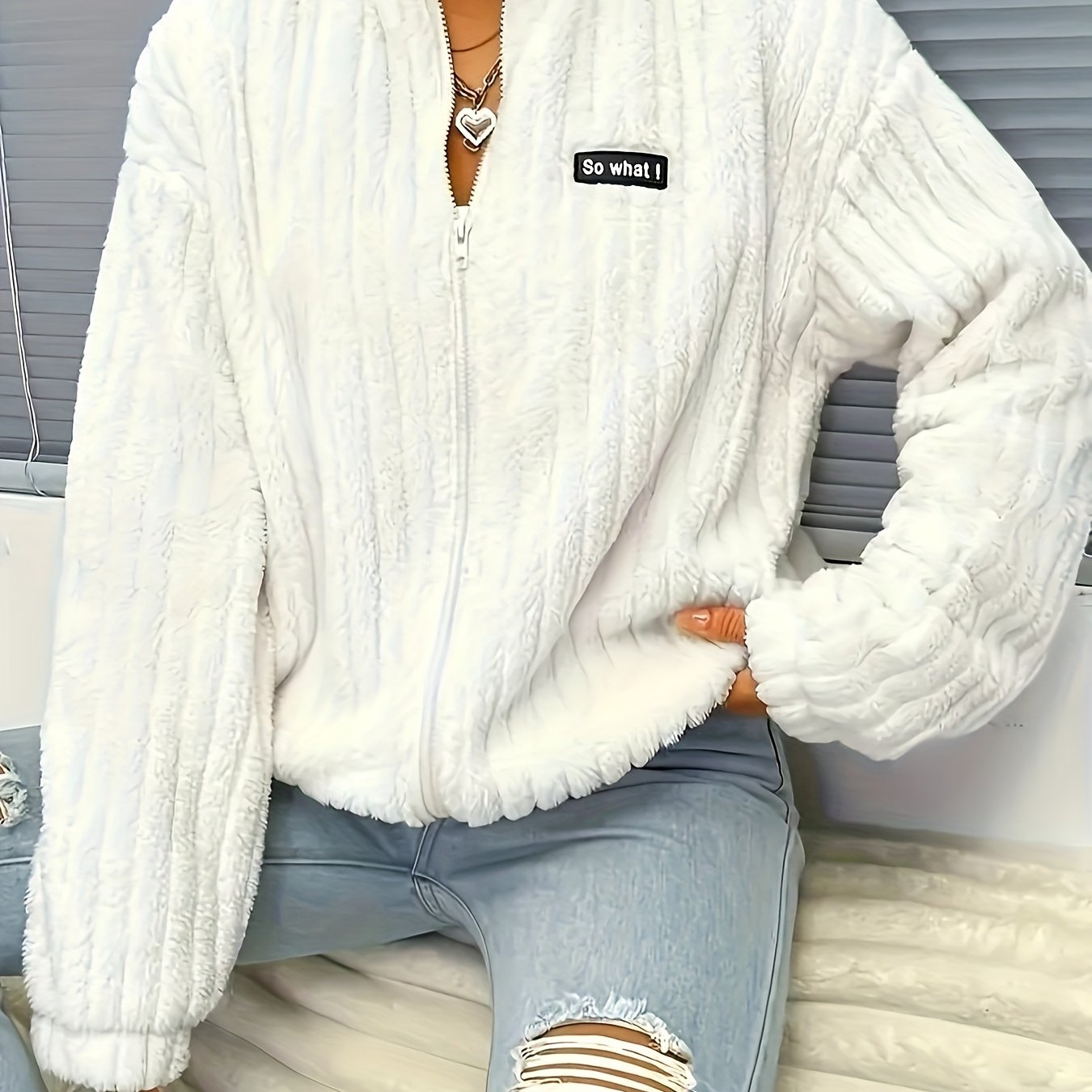 Plus Size, Plus Size Women's Fashion Casual Double-sided Ribbed Jacket Coat