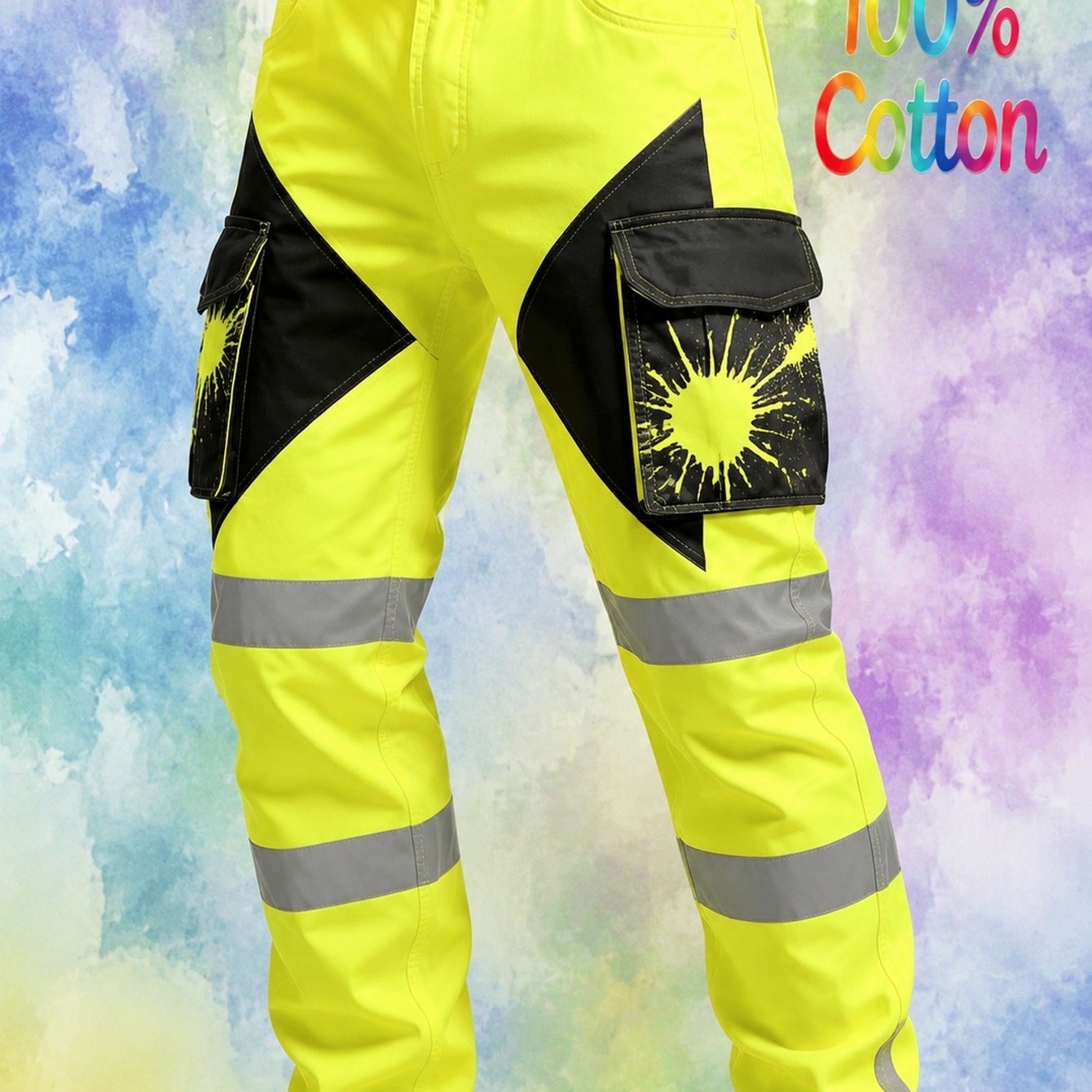 TEMU 2026 Men's Printed Work Pants (belt-free): Casual Versatile Men's Casual Trousers Ideal For Daily