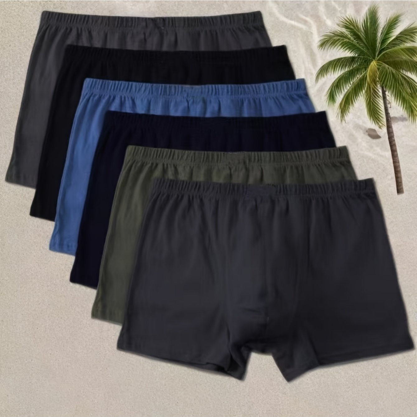 Image of 6pcs Random Colors Men's Briefs, Underwear, Solid Color Briefs, Casual Comfortable Underwear, All- High-waist Loose Breathable Sanitary Underpants, Lingerie Size Middle-aged High-waist Underwear