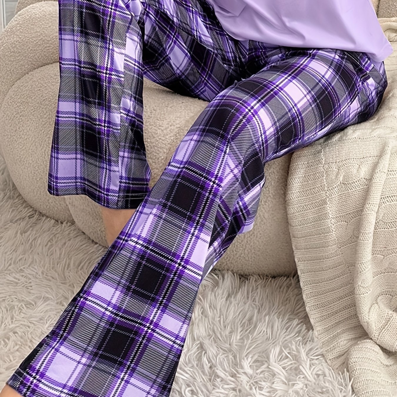 E-shop Lässige Damenhose mit Karomuster, vielseitige Damenhose, bequeme Freizeithose, geeignet für Frühling und Sommer