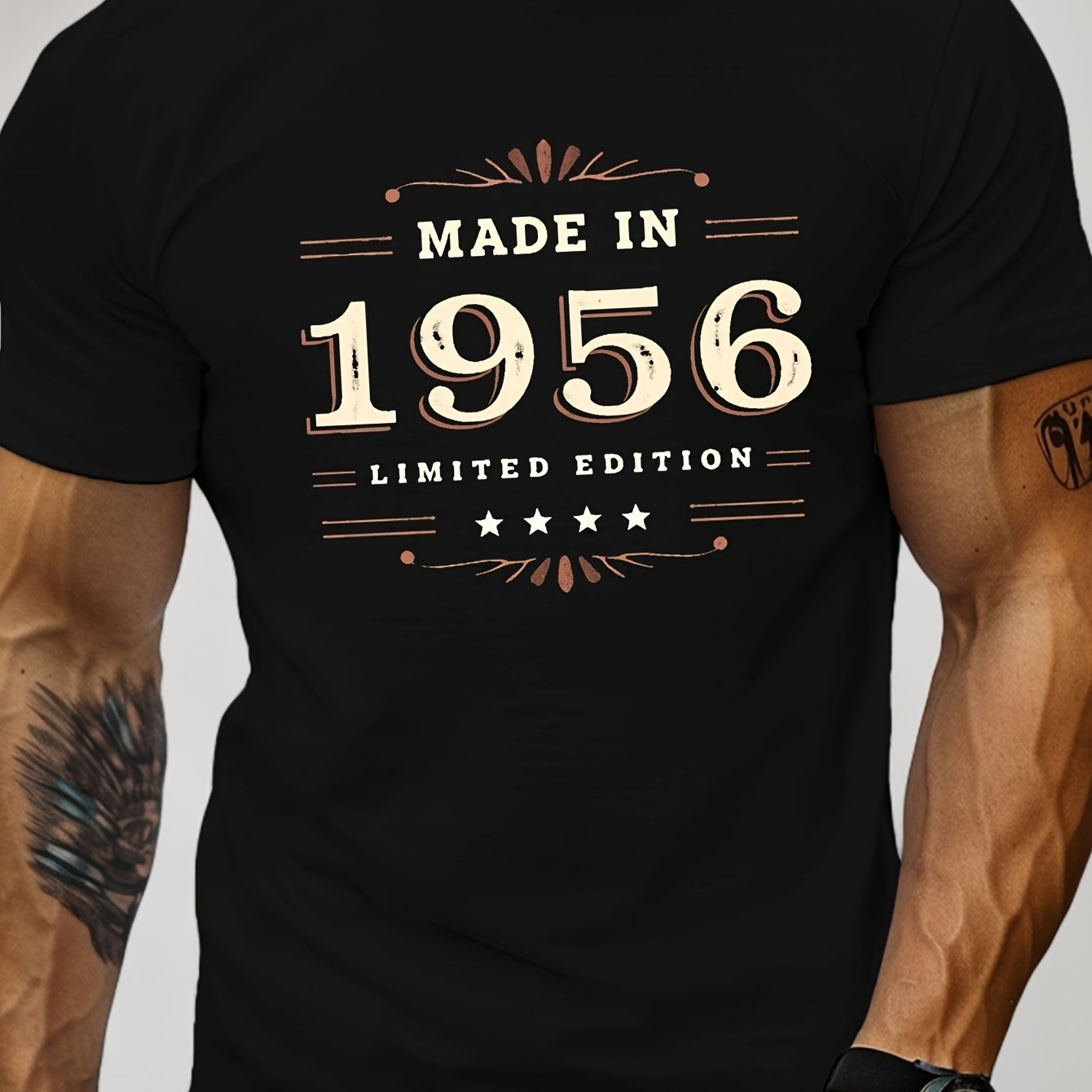 Made In 1956 Edition Men's Casual Crew Neck Short Sleeve T-shirt For Summer, Plus Size