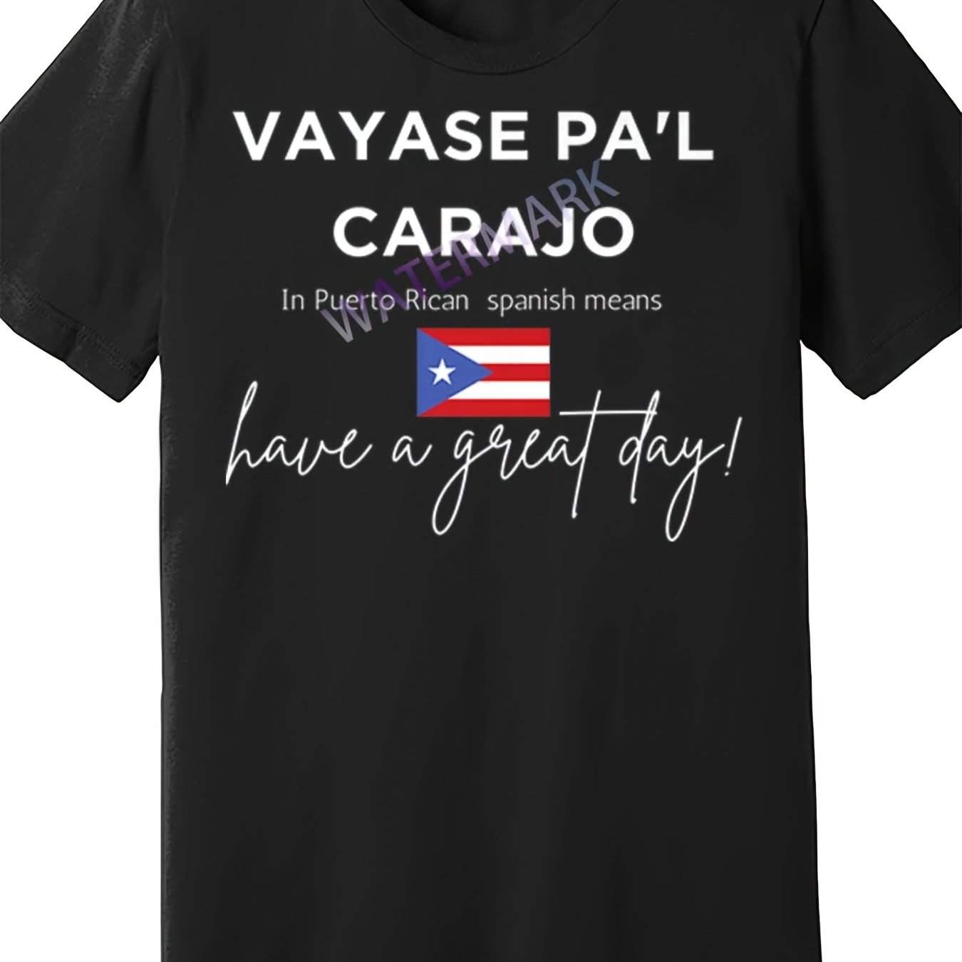Men&#39;s Puerto Rican Slang T-Shirt - &quot;Vayase Pal Carajo&quot; Funny Translation, Premium Cotton, Short Sleeve, Black with Puerto Rico Flag Design, Machine Washable, Casual Casual Attire, Puerto Rico Shirt