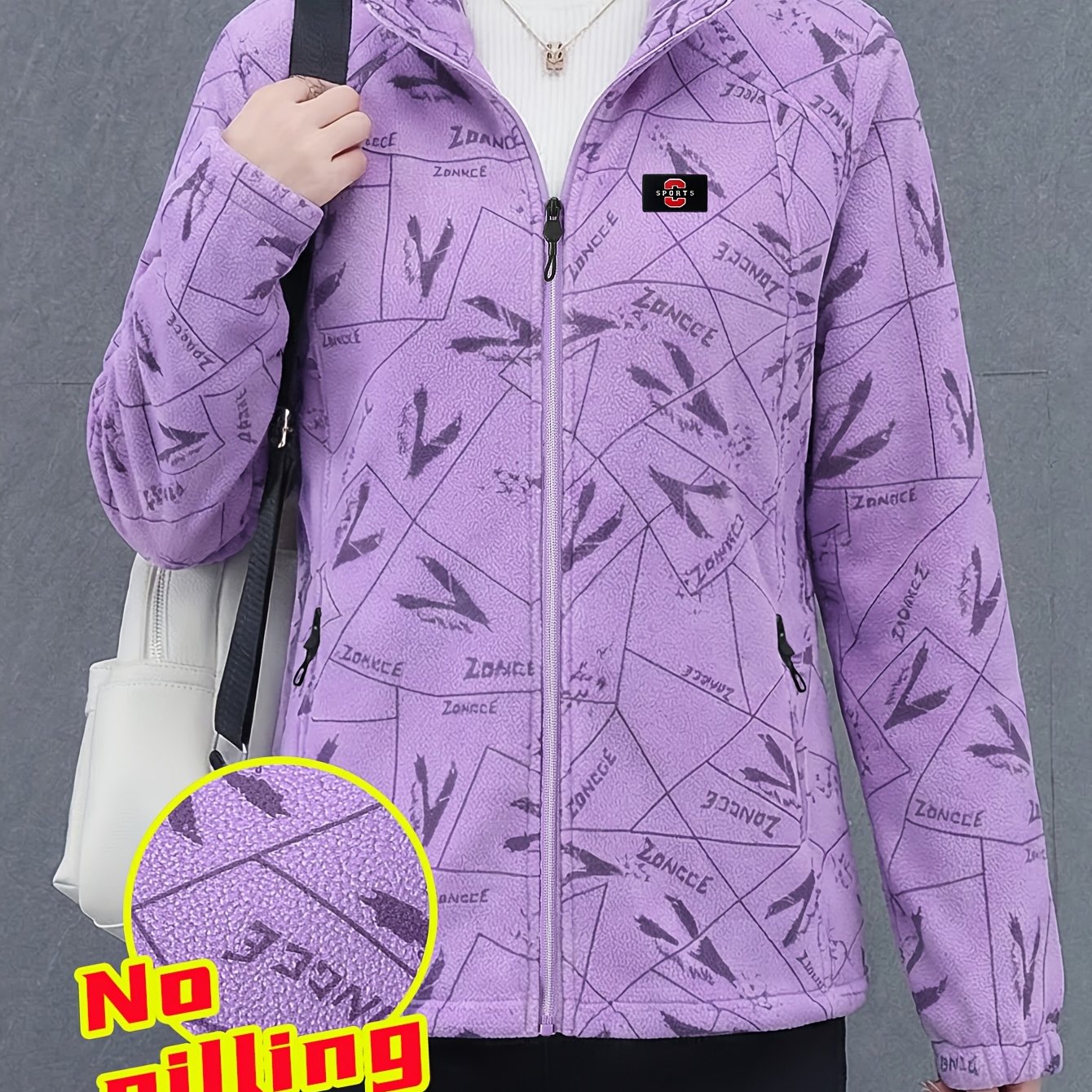TEMU Women's Thermal Jacket With A Soft, Skin-friendly Texture, Featuring A Stand Collar, Windproof Design, And Heat-retaining Fit, Perfect For