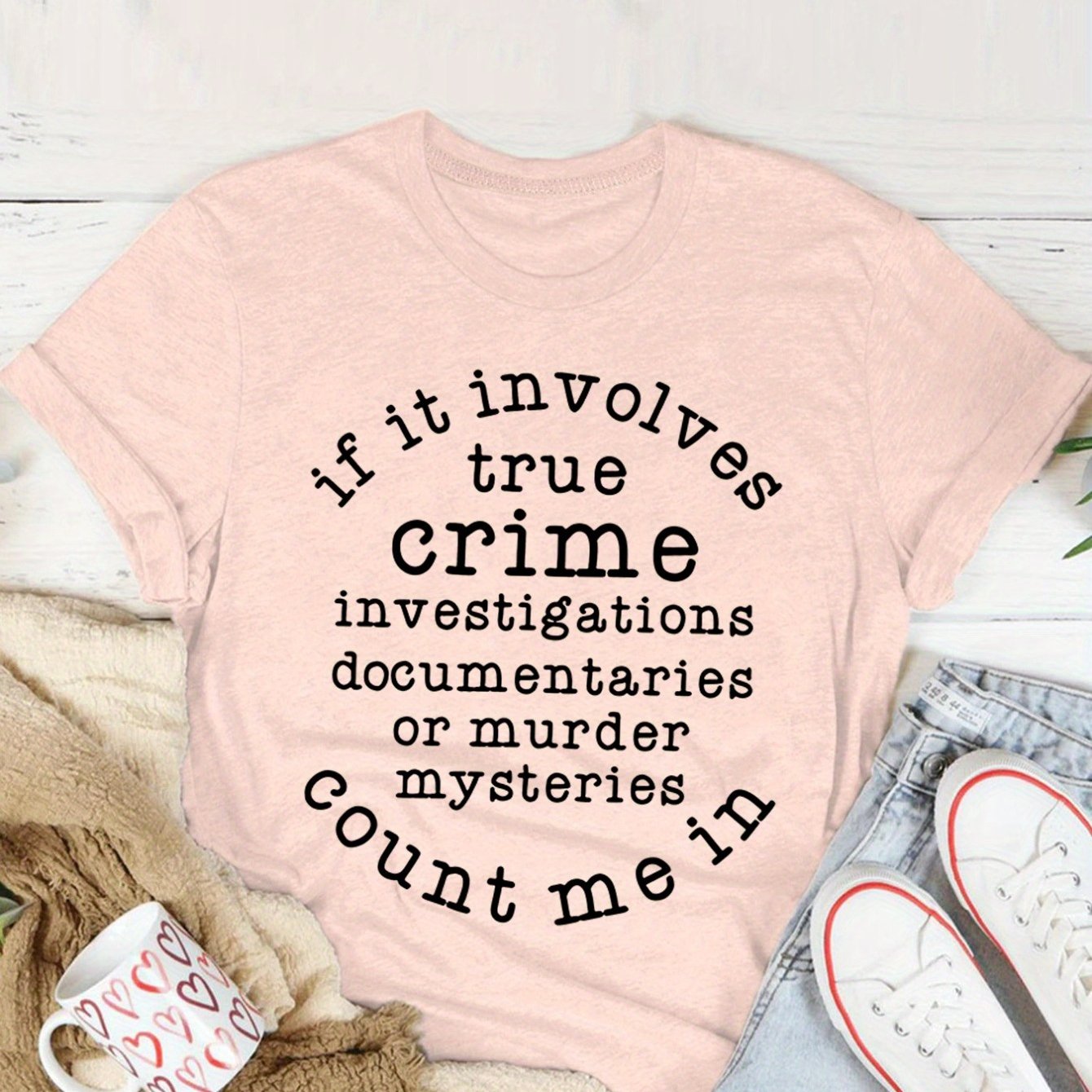 TEMU Women's Lover Crewneck T-shirt - "murder Documentaries" Letter Print - High- Pink Casual Tee - Summer Short Sleeve Round Neck Top - Perfect Gift