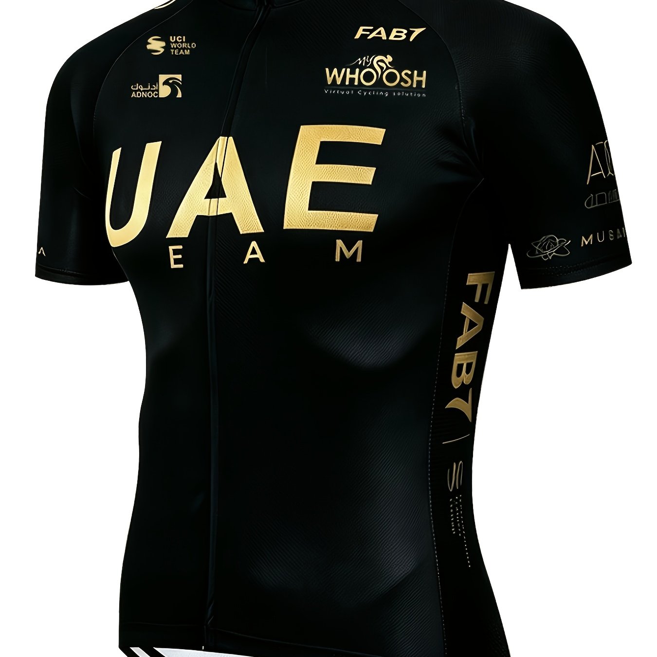 TEMU New Uae Black Outdoor Mountain Bike Short-sleeve Cycling Jersey For Men, Summer Breathable Quick- Cycling Top, Road Sports Apparel, Team Riding