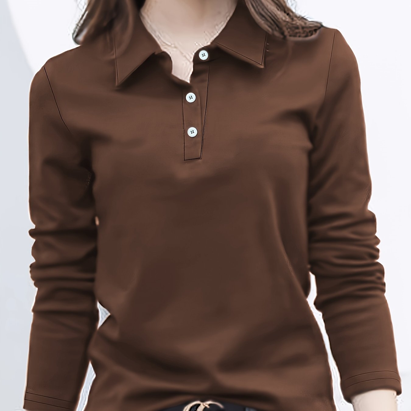 TEMU Women's Easy Outfit Collared Top Shirt