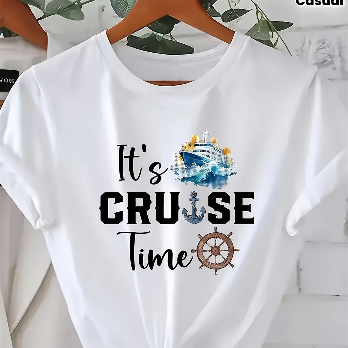 TEMU Outfits Fathers Day & Birthday Gift 2026 Teen Graphic Crewneck Tee, Soft Breathable Casual Top, Fashion Daily Outfit, Plus Sizes