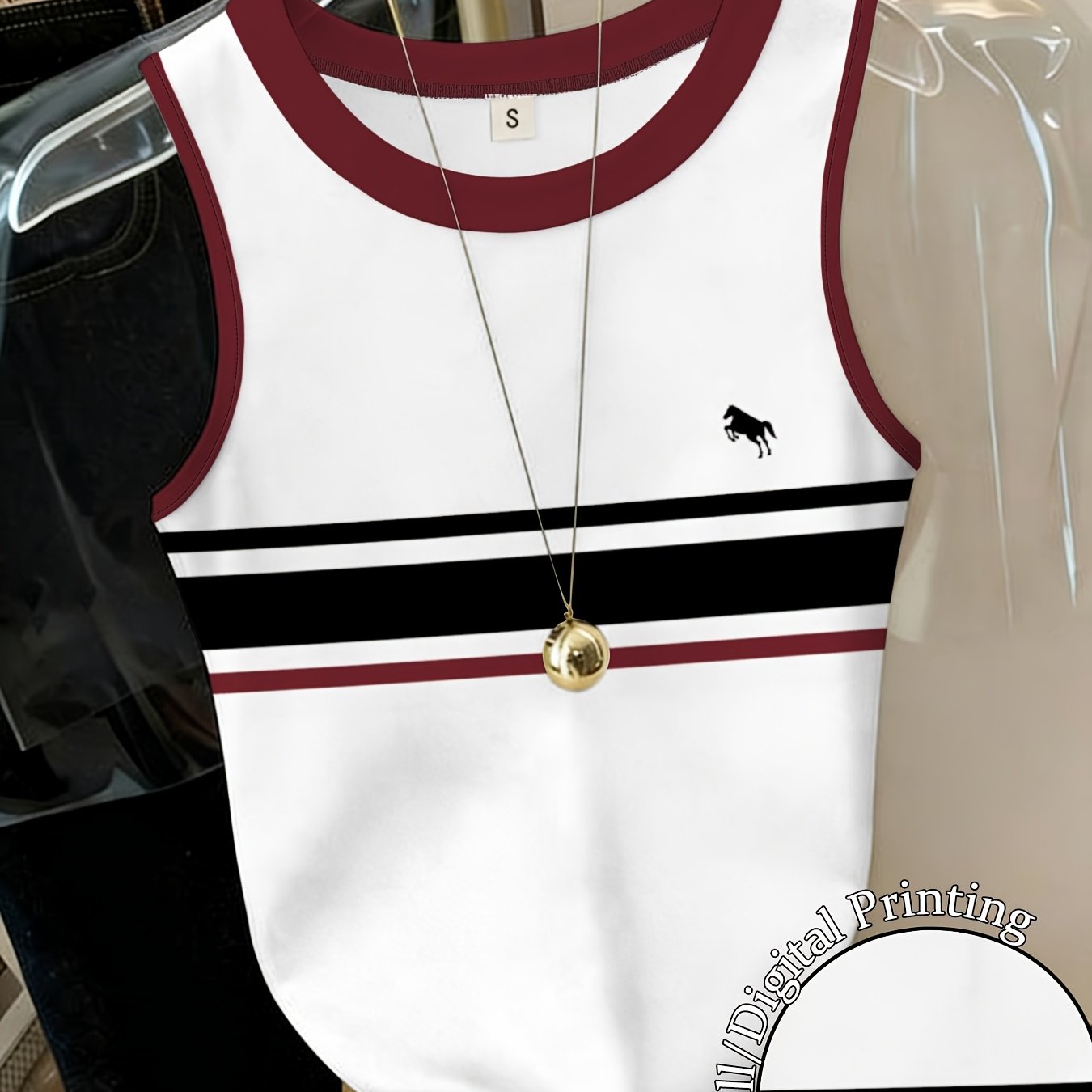 TEMU Fashion Easy Women's Sleeveless Shirt Printing Embellishment Casual Versatile Summer Style Daily Wear Must-have Trend Style Comfortable
