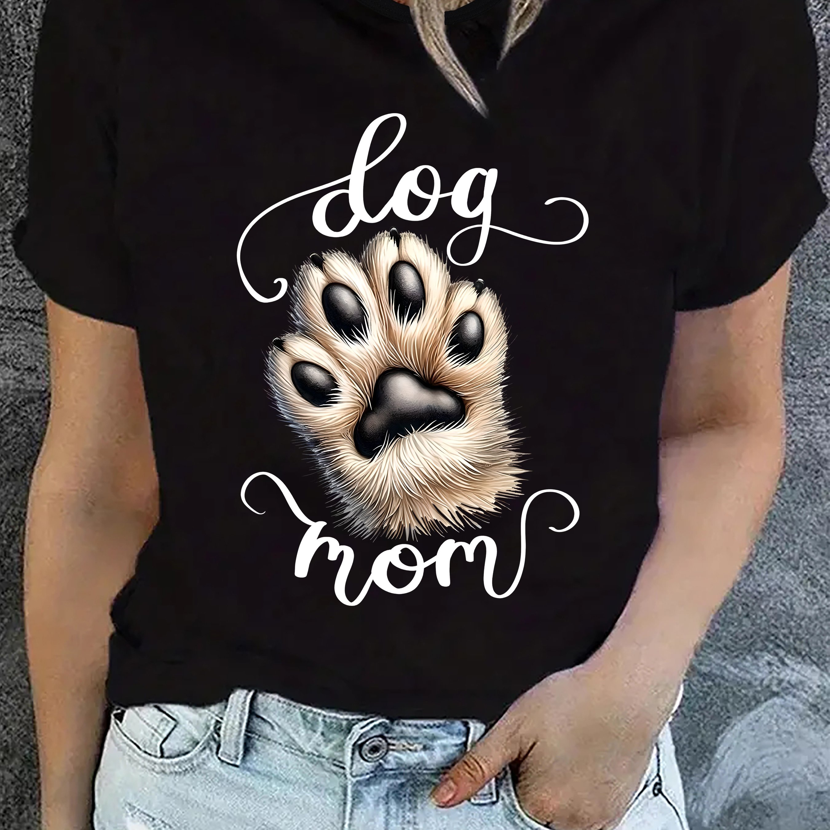 TEMU Print Women's Casual T-shirt, Round Neck, Short Sleeved, Slightly Elastic Fabric, Regular Style, Comfortable Top For Women Clothes