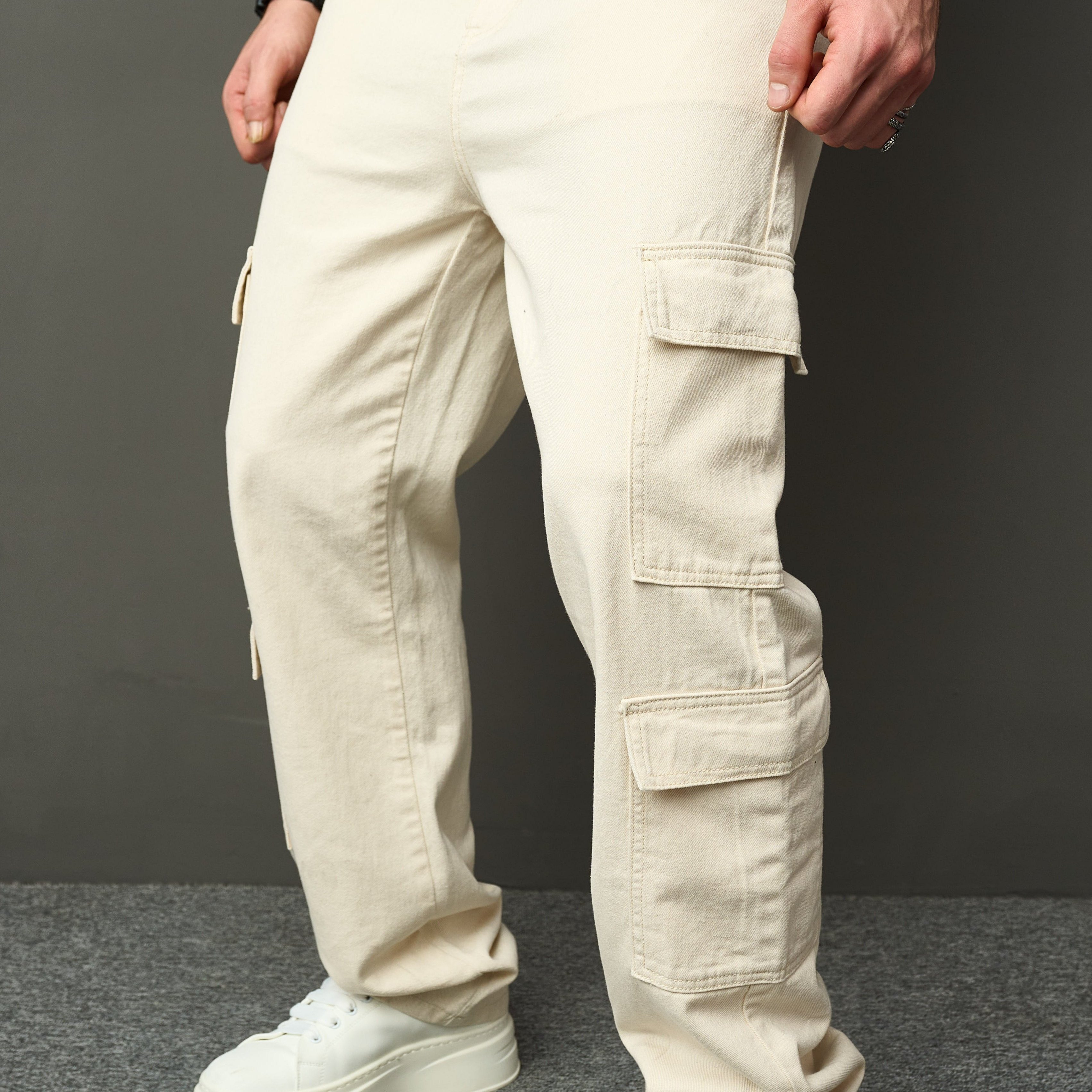 Men's Clothing, Easy Solid Color Apricot Loose Jeans, Men's Versatile Casual Wide-leg Jeans, Long Denim Pants