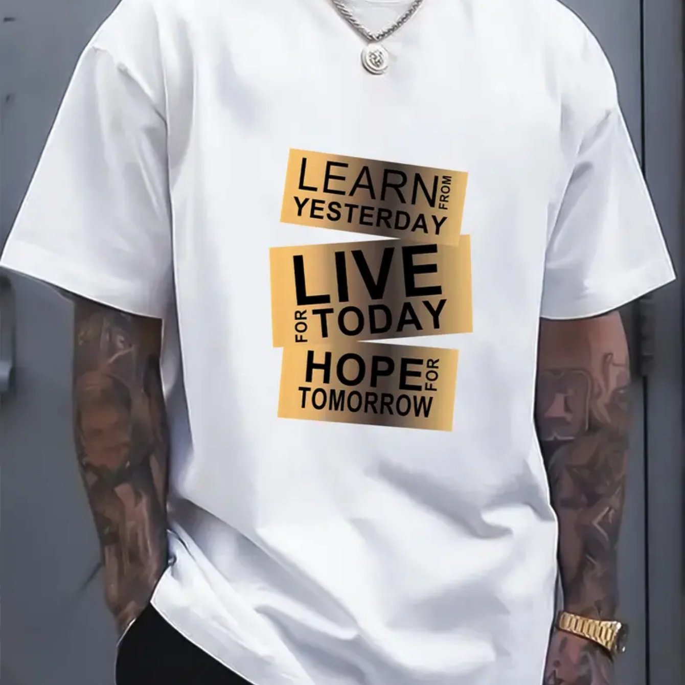 TEMU Inspirational Quote Creative Letter For Men Women Couple Fashion T-shirt, Street Short Sleeve Cotton T-shirt, Crew Neck T-shirt - , Breathable, Moisture-wicking, Casual Summer Tee - Wear