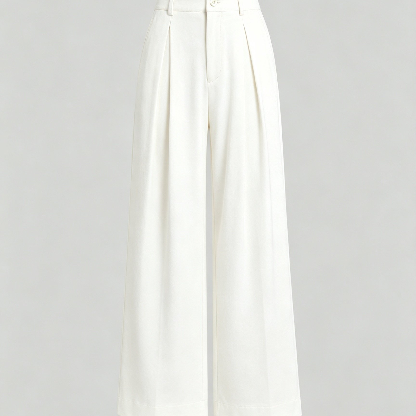 TEMU Elegant Pleated Wide Leg Pants | Vintage Jacquard Pattern, Solid Color, Suitable For