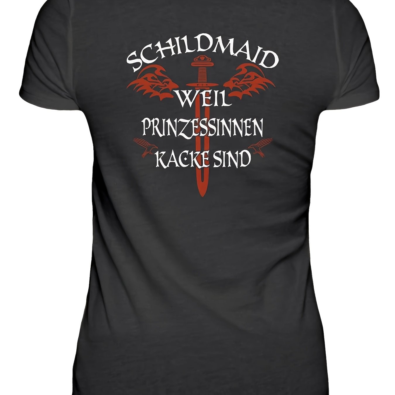 Image of Shieldmaiden T-shirt Princesses Are For Strong Women Nordic Viking Wear Casual Crew Neck, Stretch Fabric, Regular Fit, Print Pattern