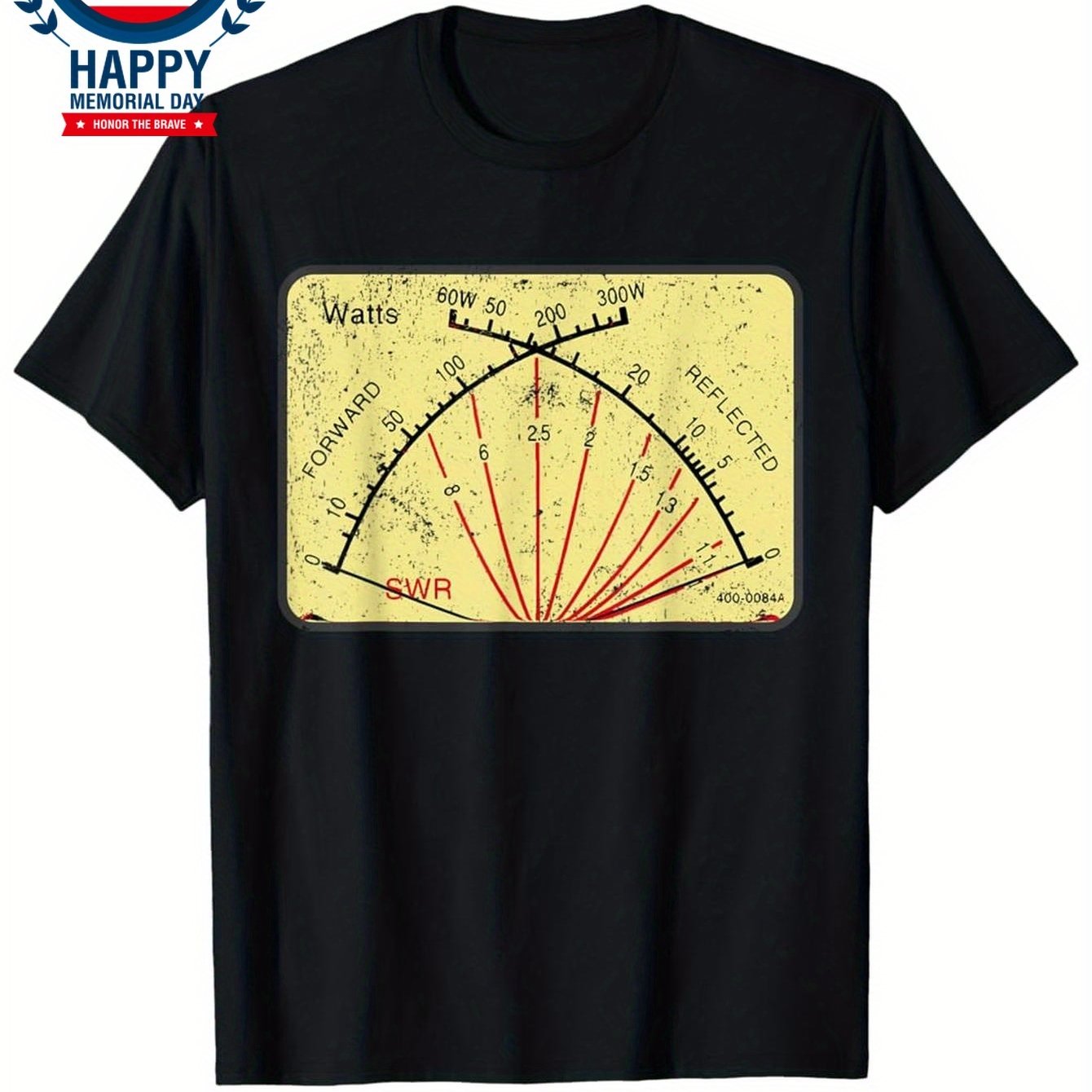 TEMU Férfi Vintage SWR Mérő Póló - Fekete Pamut, Rövid Ujjú, Nyakú, Átlagos Szabású, Ideális Ham Rádió Szépségek Számára, Ham Rádió Ruházat|Vintage