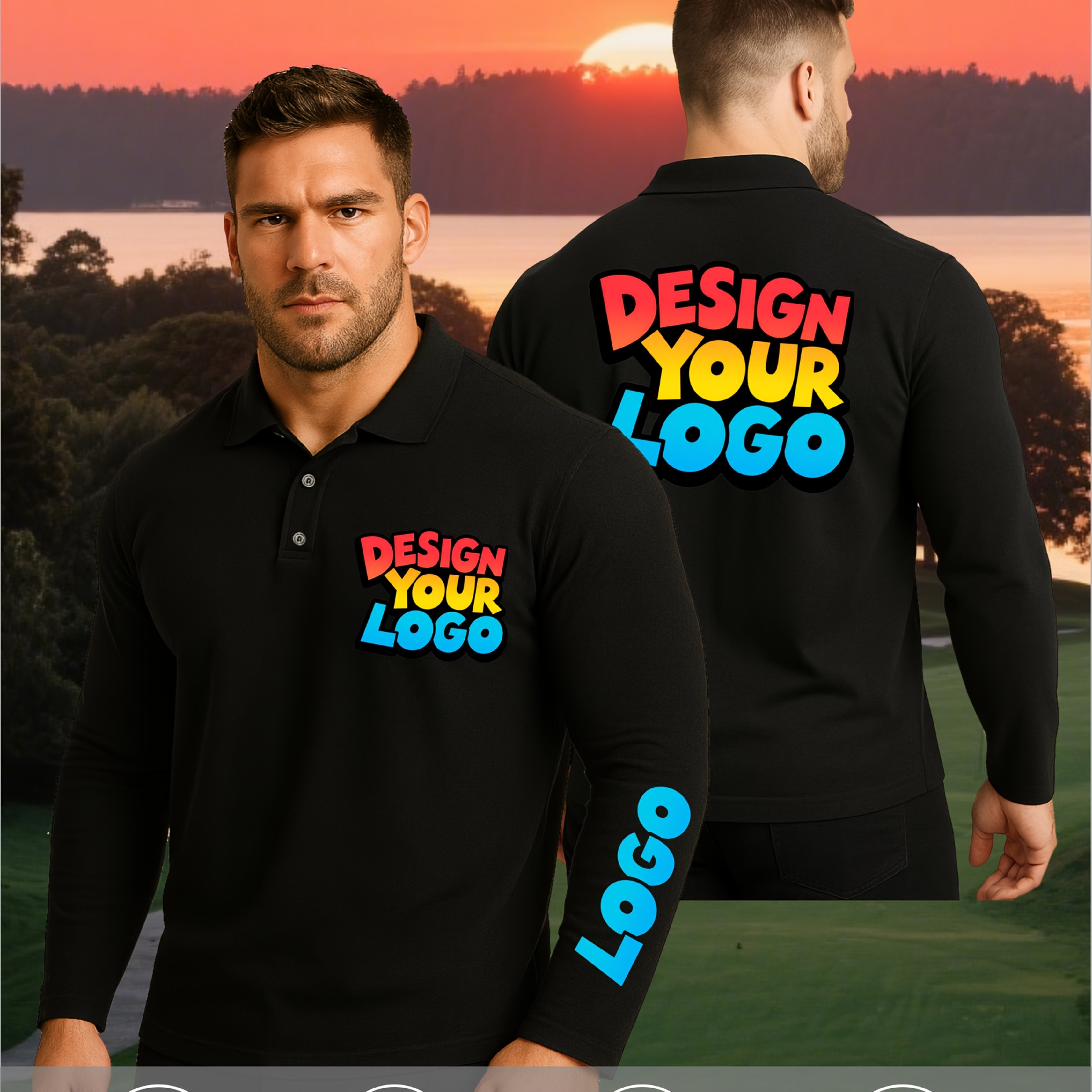 TEMU Men's Casual Quick-dry Long Sleeve T-shirt/ Shirt, Customizable With Self- Logo Patterns On Chest, Left Sleeve, And Back. Breathable,