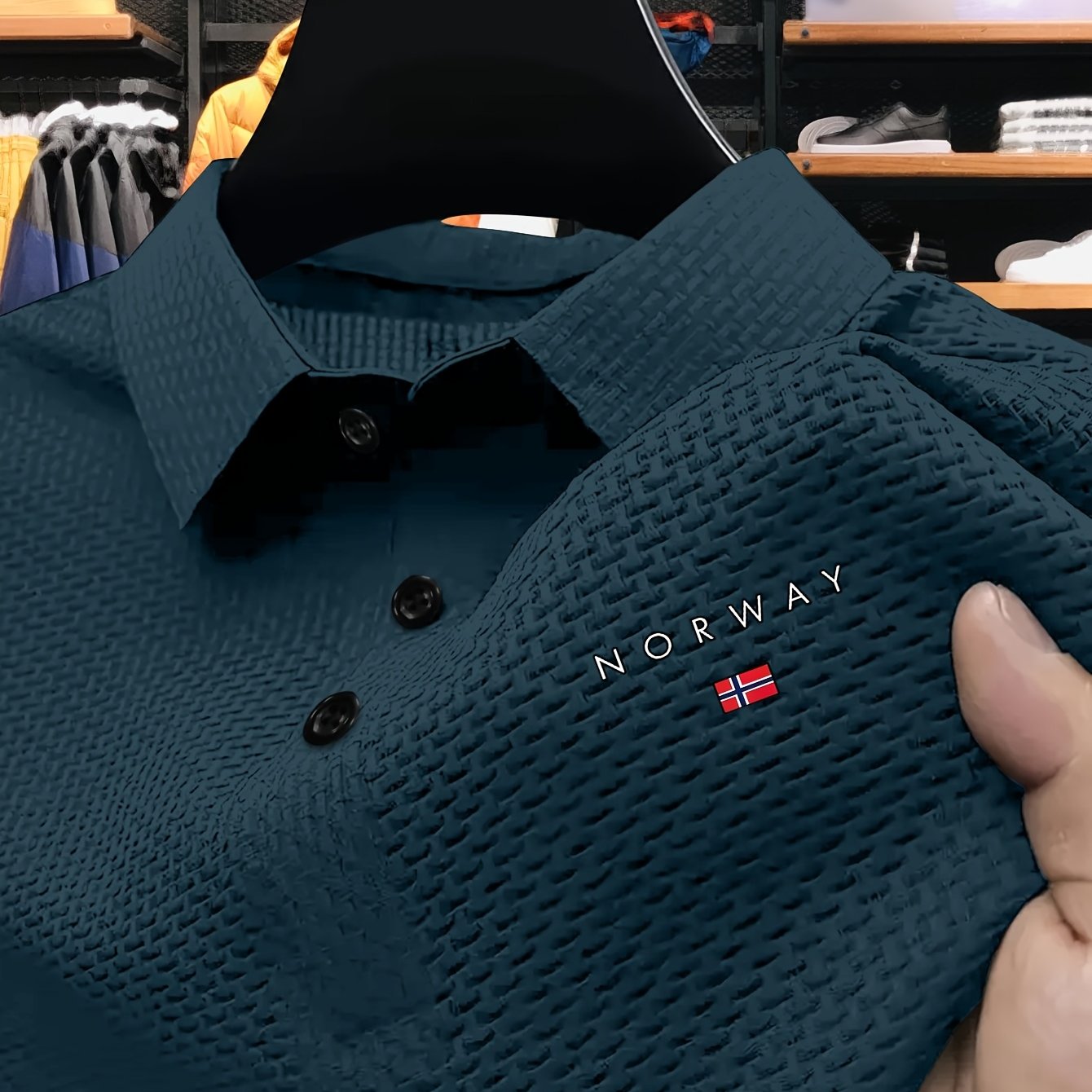 TEMU New Fabric , Print Shirt With -press Craft, Premium Summer Sports-casual Short-sleeve Solid-color T-shirt, Half-sleeve Top, Ideal For Golf,