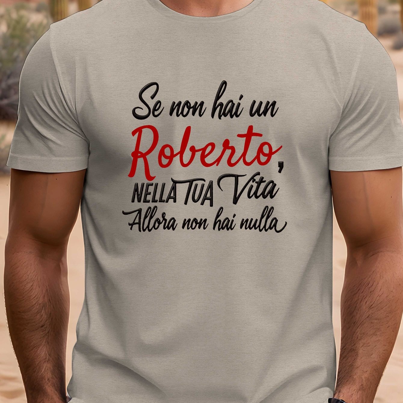 TEMU Roberto Name Minimalist Art Print, Men's Round Crew Neck Short Sleeve Tee, Casual T-shirtcasual Comfy Lightweight Top For Summer