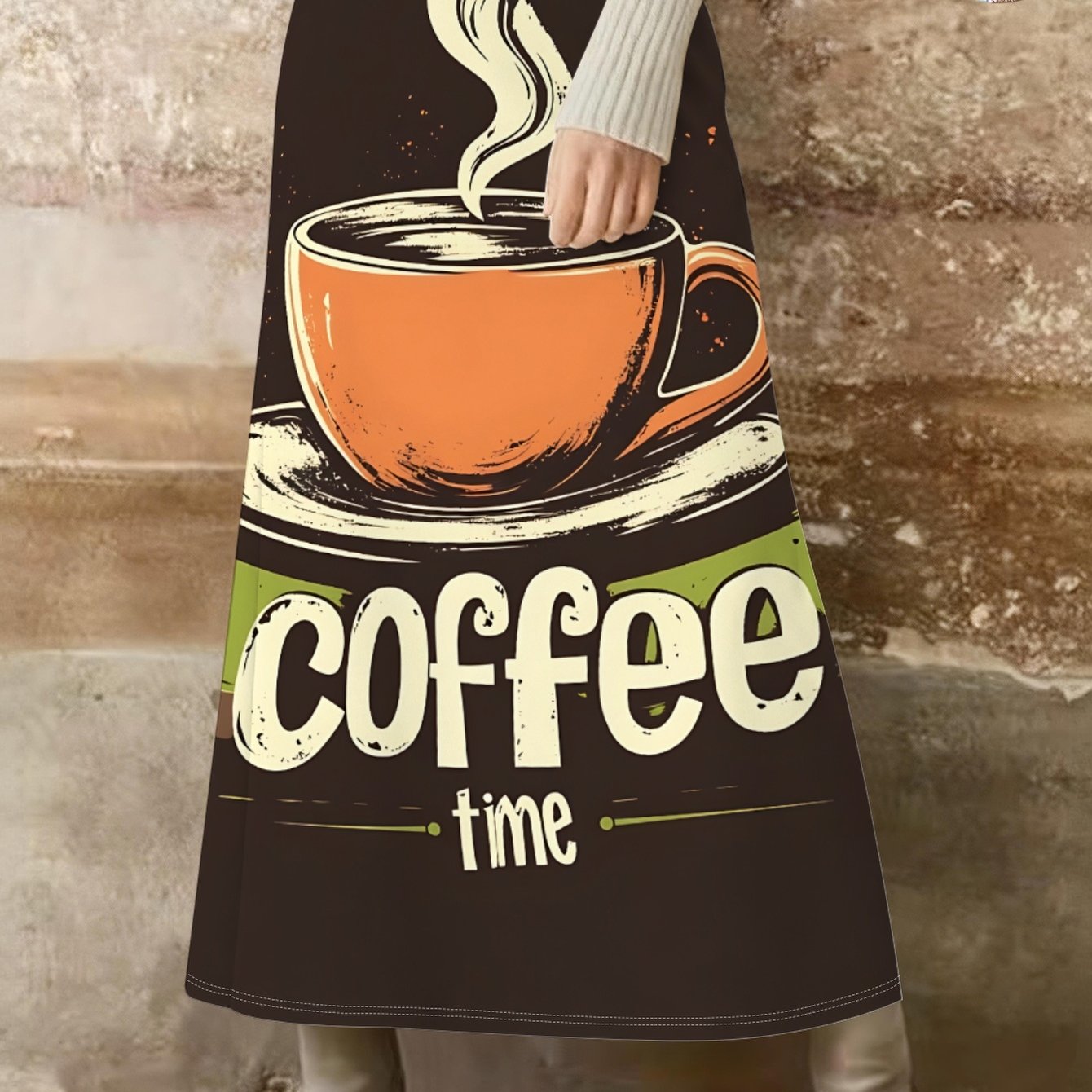 TEMU Coffee-themed Easy Pattern Short Sleeve, Women's Elegant Printed Skirt, Casual Item, Suitable For Workplace, Party, Daily Occasions, Fashion