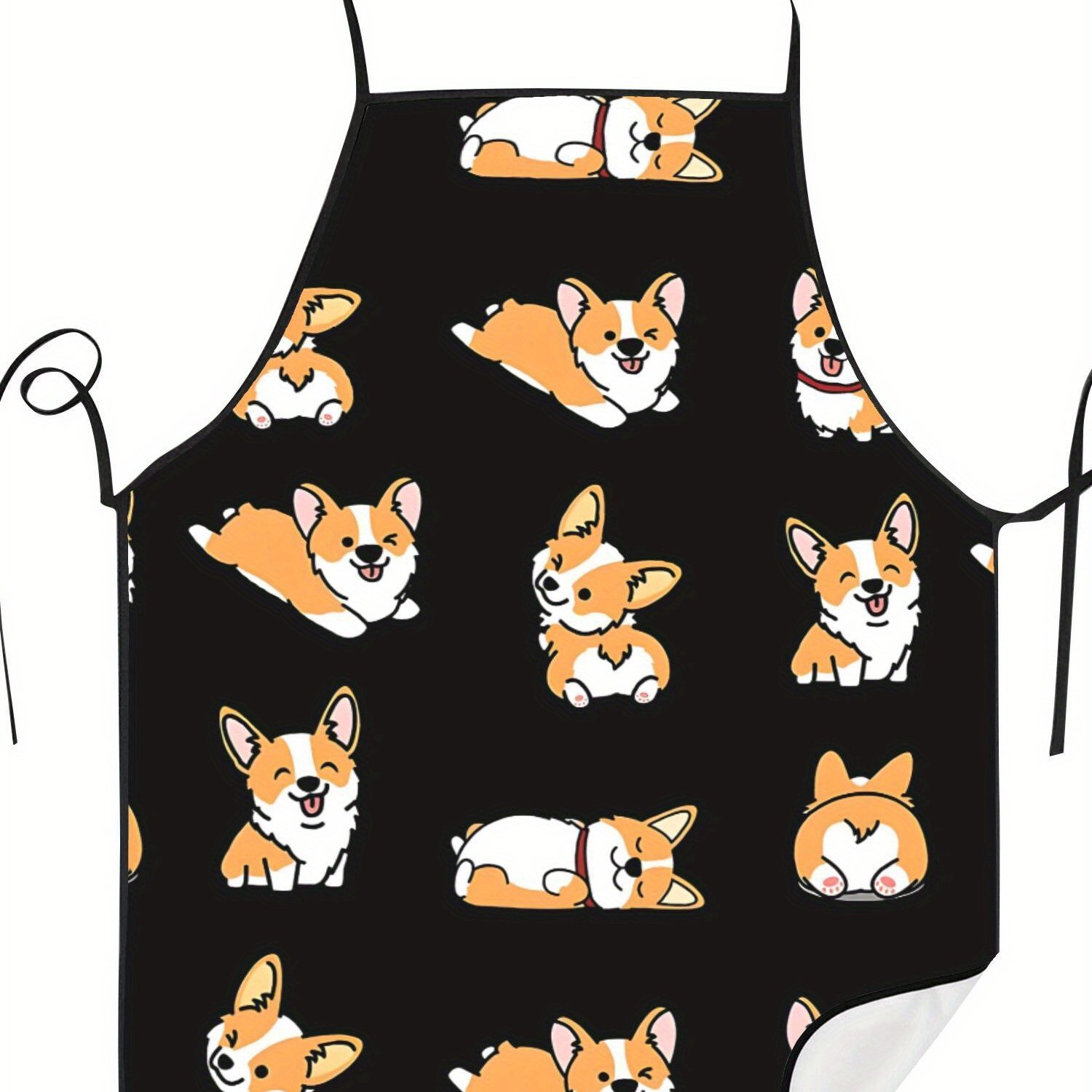 TEMU 2d Print Design Cute Dog Corgi Unisex Apron Kitchen Cooking Hairdresser Apron