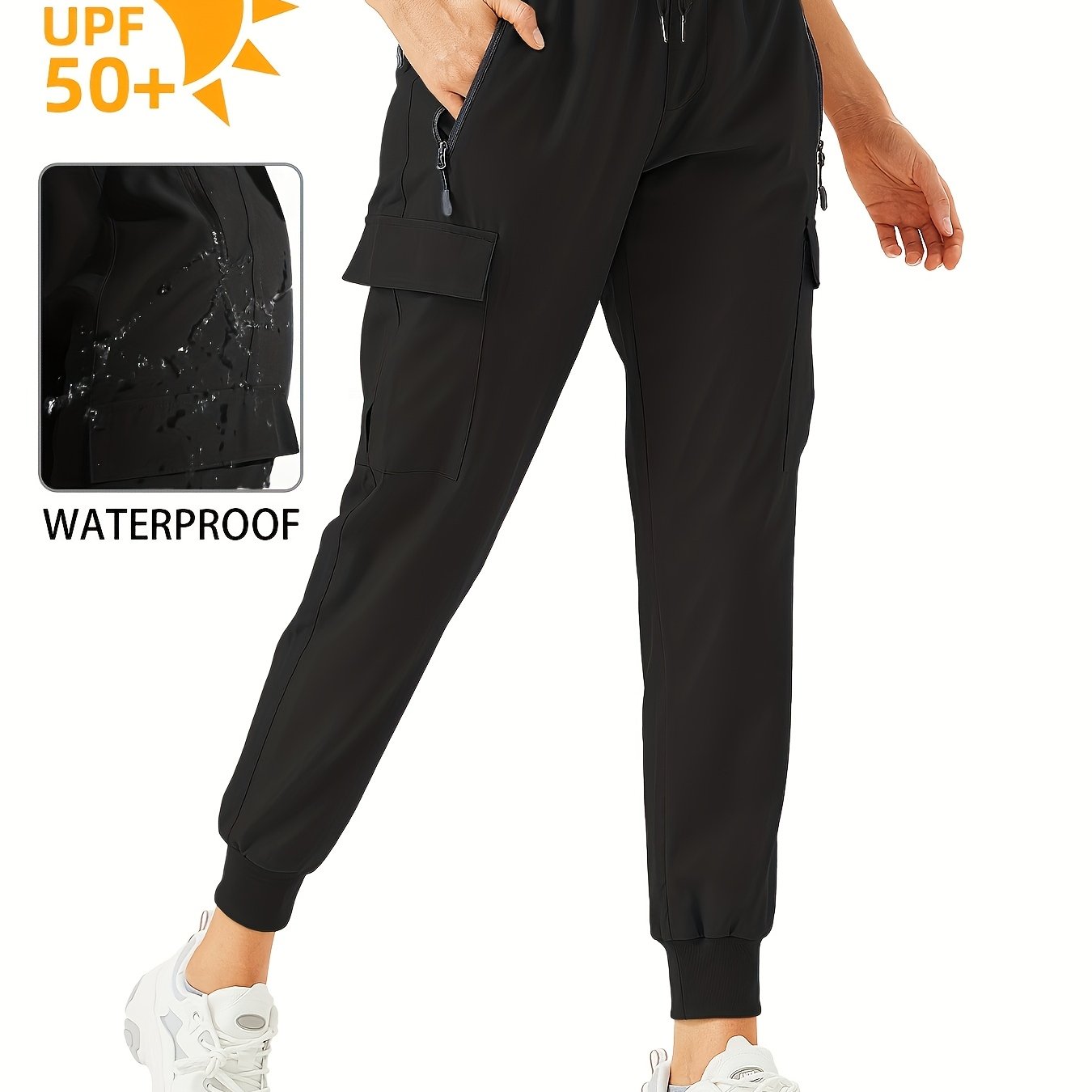 TEMU Women's Cargo Joggers Hiking Pants Lightweight Camping Quick Dry 50+ Zippered Pockets