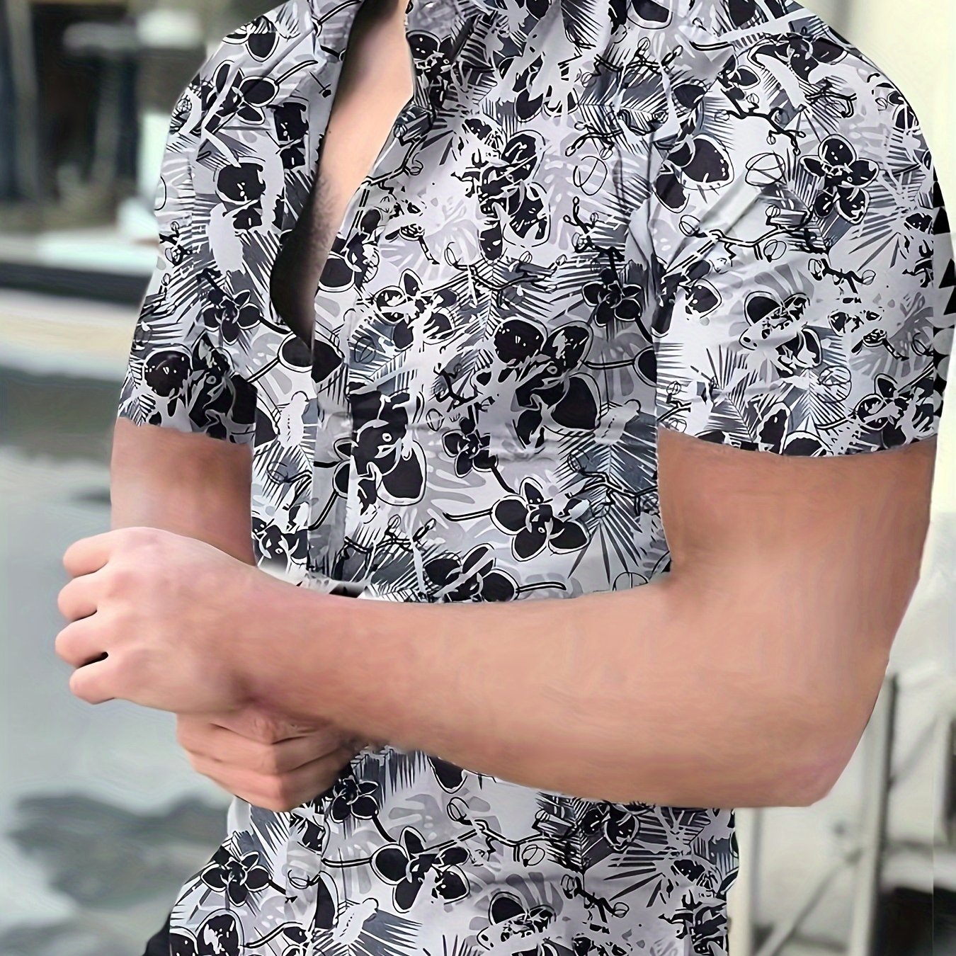 Vintage Anime Style Printed Men's Short-sleeved Shirt