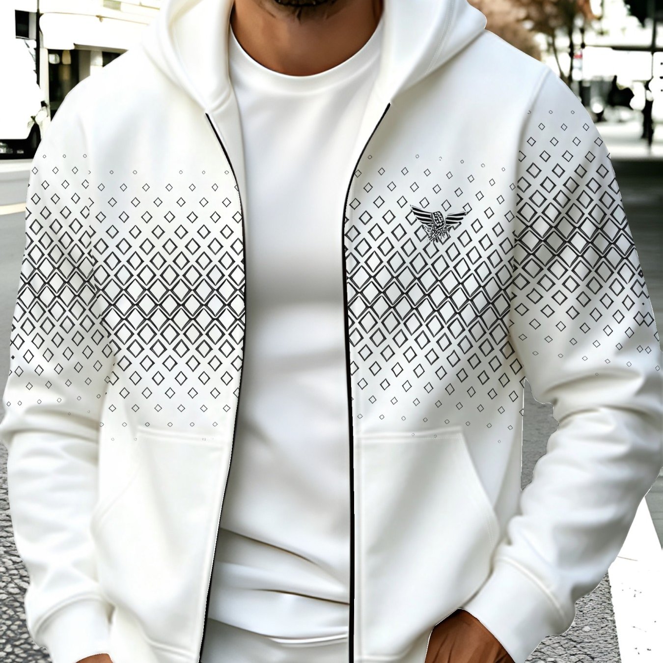 TEMU Hooded Zipper Sweatshirt Jacket, Men's Casual Half-zip Jacket, Men's Casual Outerwear