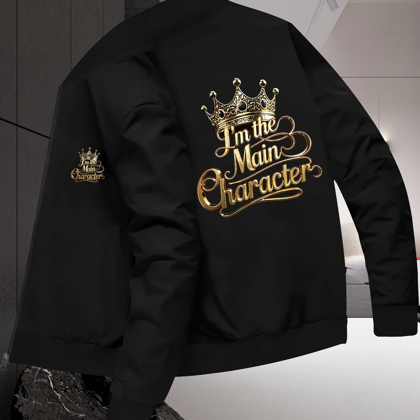 TEMU Men's Trendy Spring/autumn Jacket, Casual With Pattern, Youth Baseball Jacket With Collar