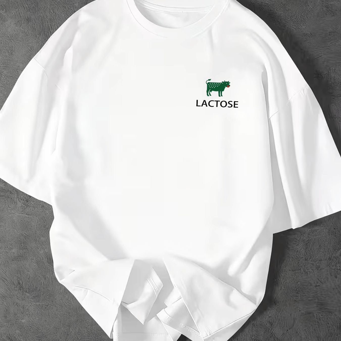 TEMU Men's Fashion Casual Trendy Graphic T-shirt With Green Cow Pattern Adult Men Street Style Holiday Gift Daily Wear Sportswear