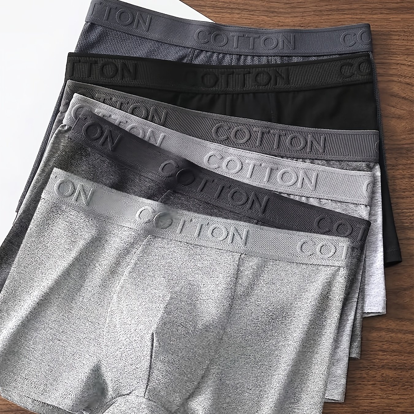 Random 6pcs Solid Color Men's Boxer Briefs, Embossed Letter Waistband, Simple & Stylish Design