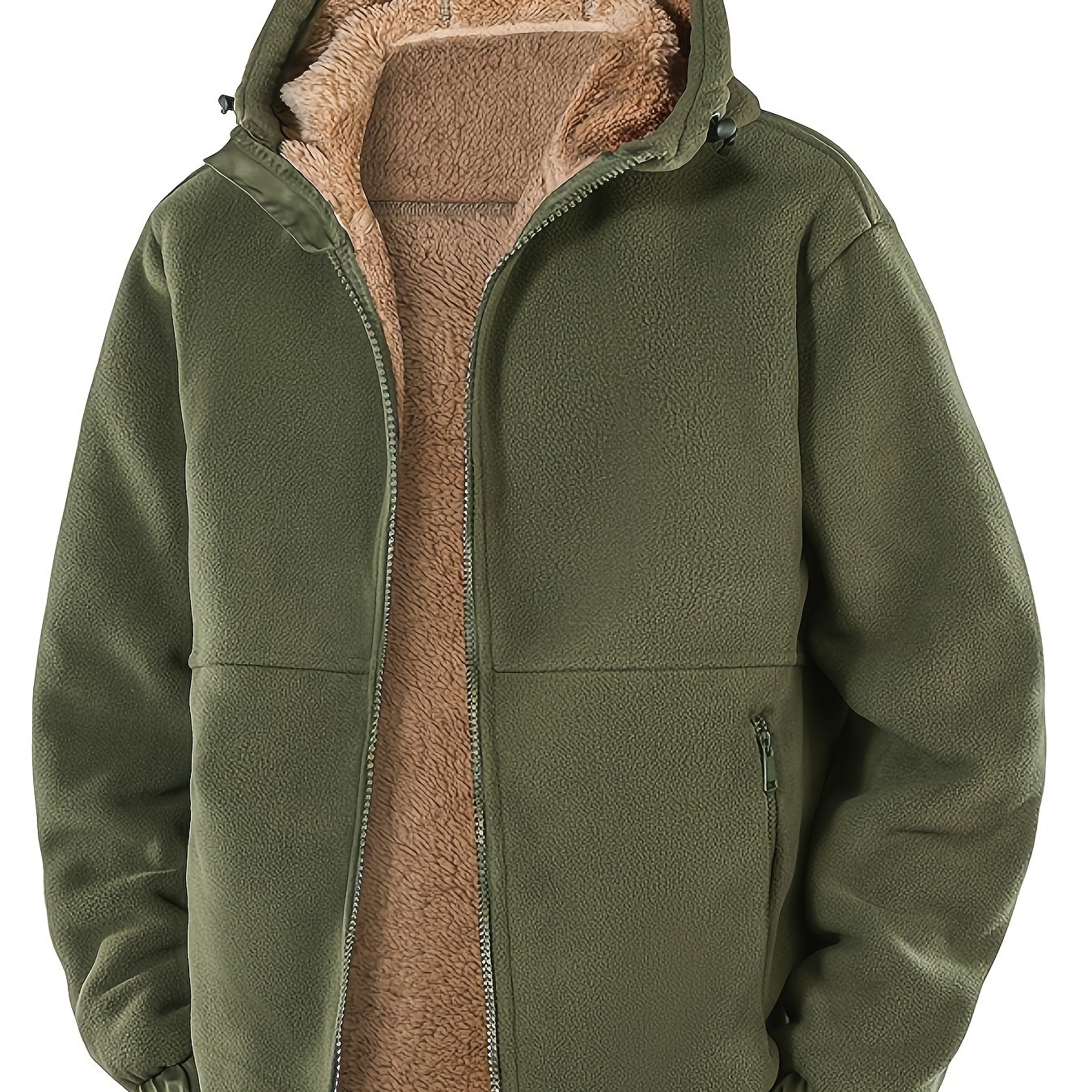 TEMU 's Hooded Fleece Jacket, Winter Plush-lined Thickened Fleece, Casual Versatile High-quality Outerwear