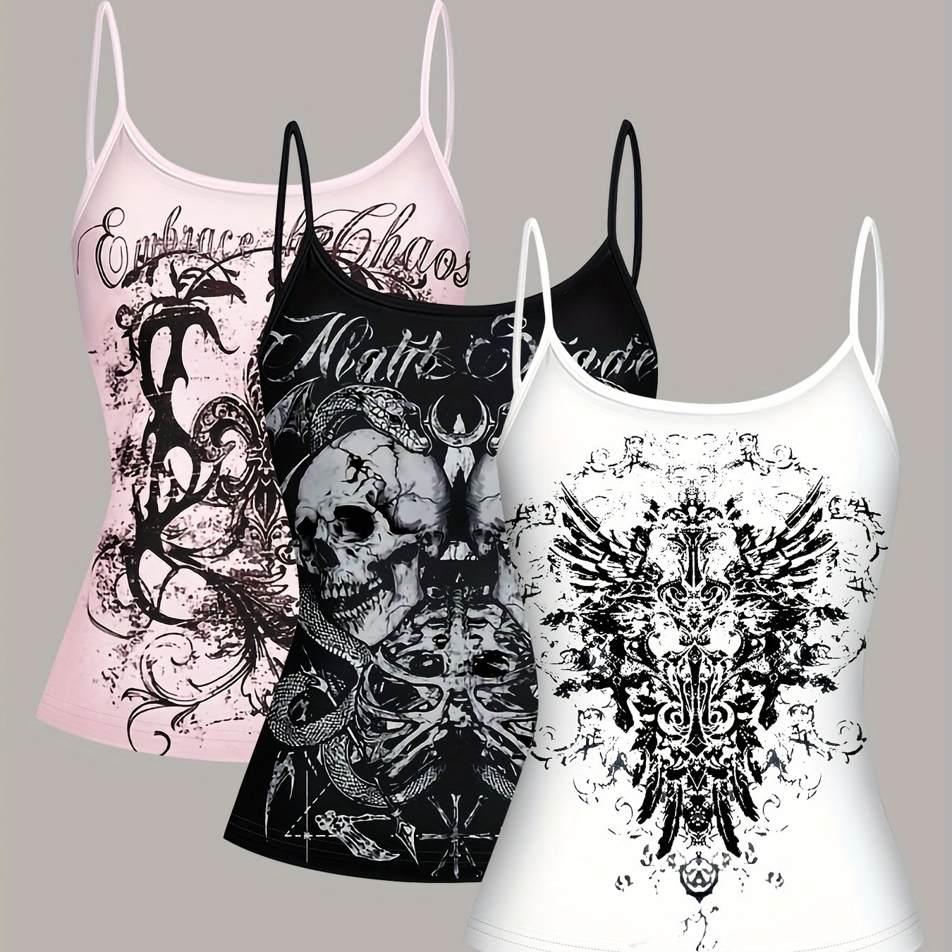 TEMU 3pcs Black And Pink Women's Vintage Floral Print Camisole Set, High-quality Fashionable Sleeveless Vest For Summer Wear, Suitable For Casual And