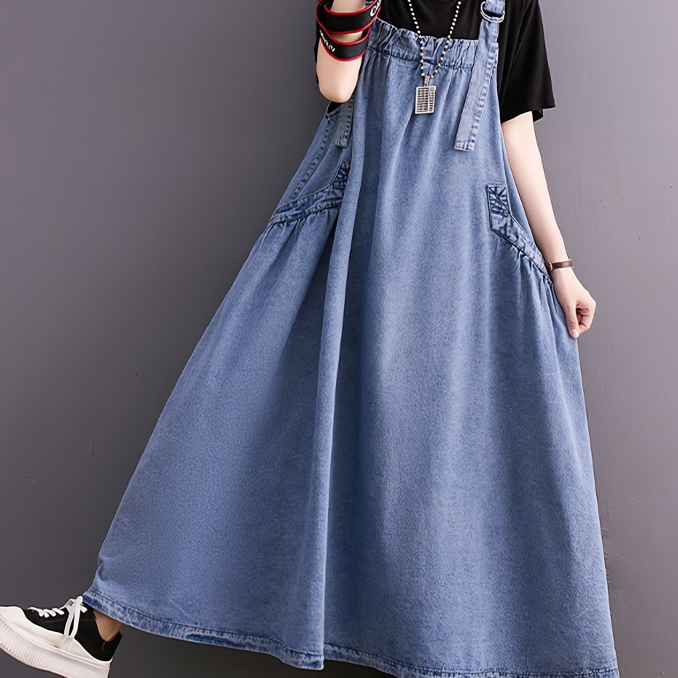 Image of Plus Size Women's Autumn Overalls Skirt, Tummy-control, Elegant And Stylish Dress, Loose Fit For A Look
