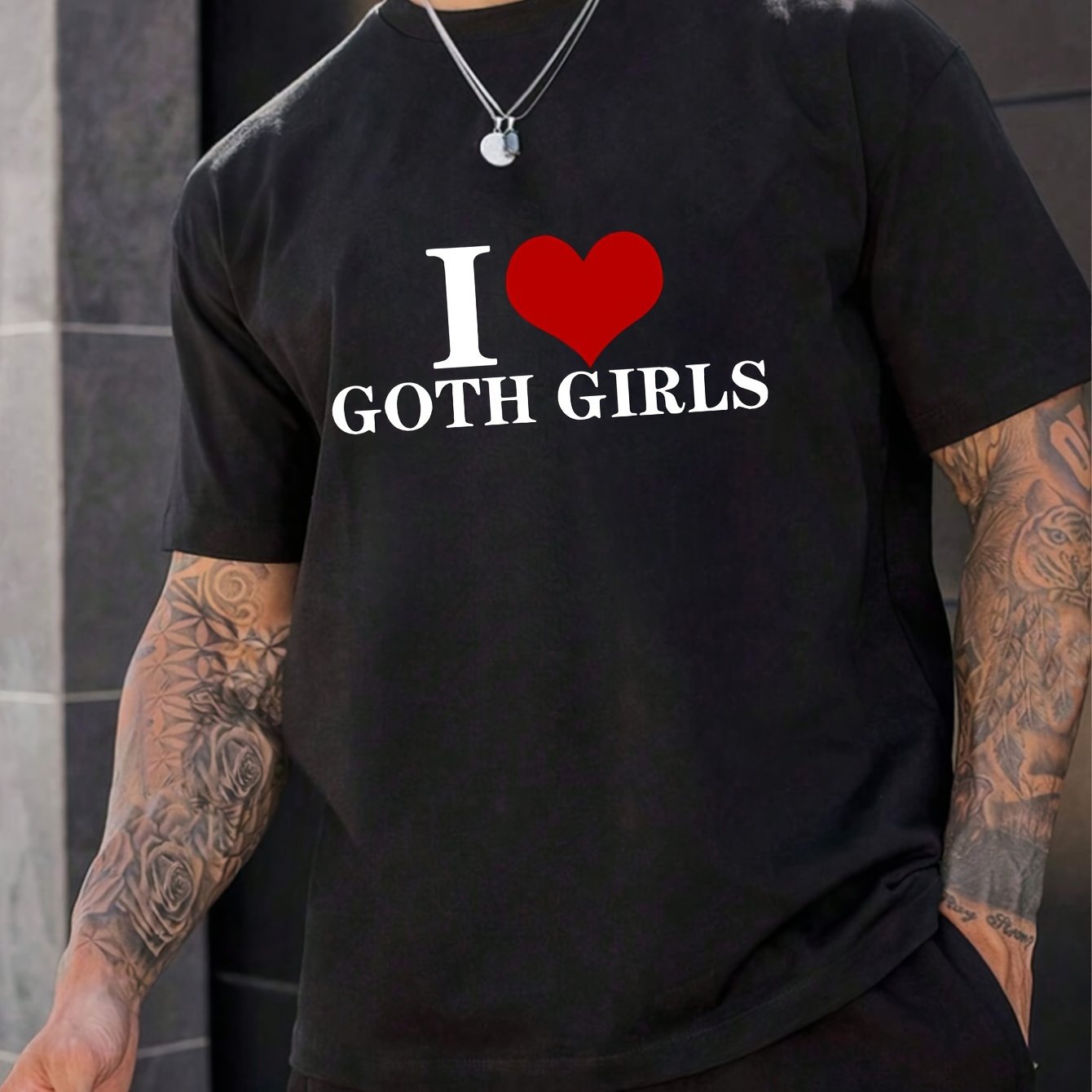 TEMU Men's Oversized Casual T-shirt Suitable For - Wear - Loose Fit Short Sleeve Round Neck Tee With Geometric Lettering, Machine Washable Everyday