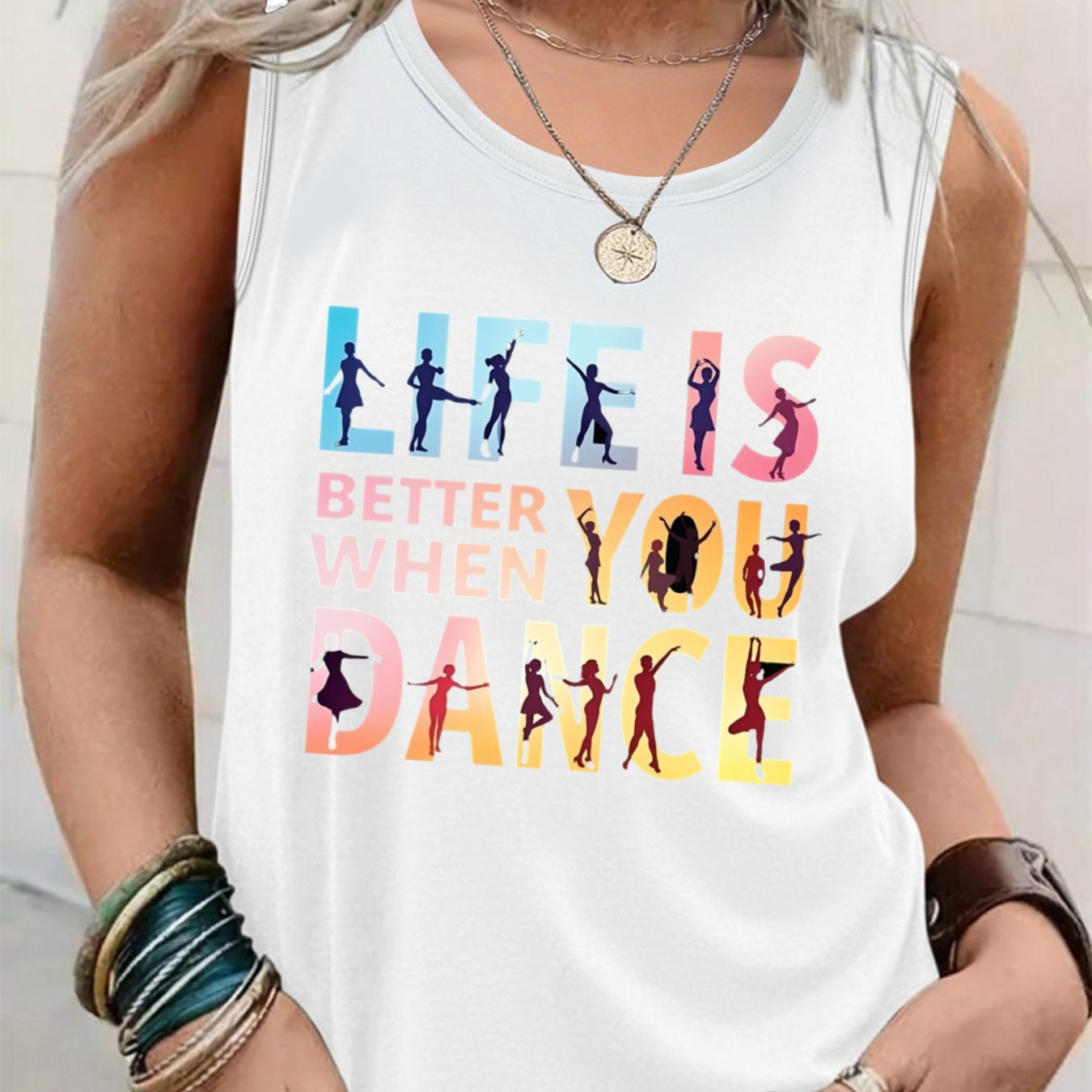 TEMU 2026 Summer Women's Loose Tank Top, Dance Lover Gift Print Top