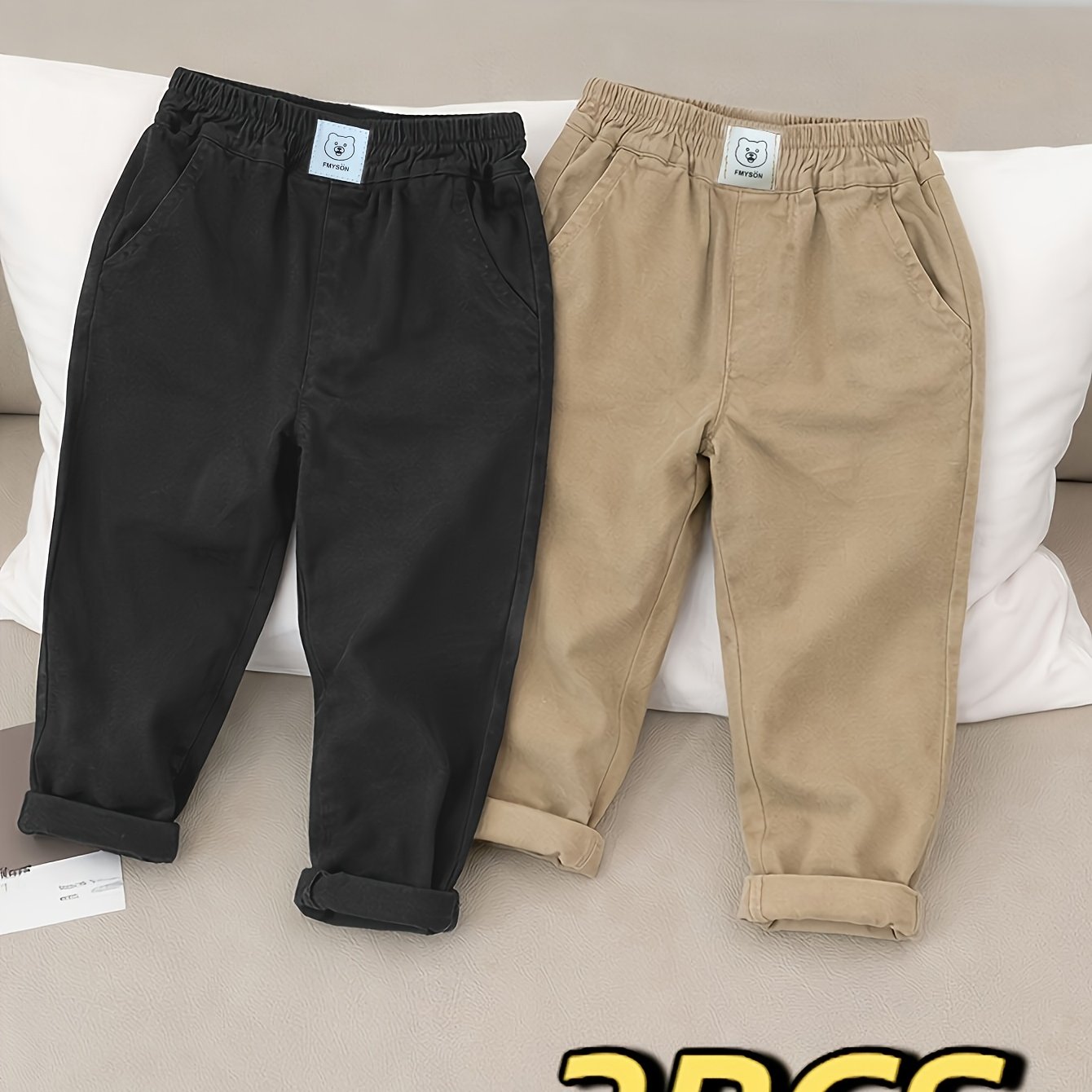 Image of 2pcs Back-to- Kids' Casual Pants, /autumn Korean-style Trendy Long Trousers For Boys And Girls, Versatile Children's School-style Pants, Perfect For Outdoor,christmas,halloween, Perfect For Outdoor